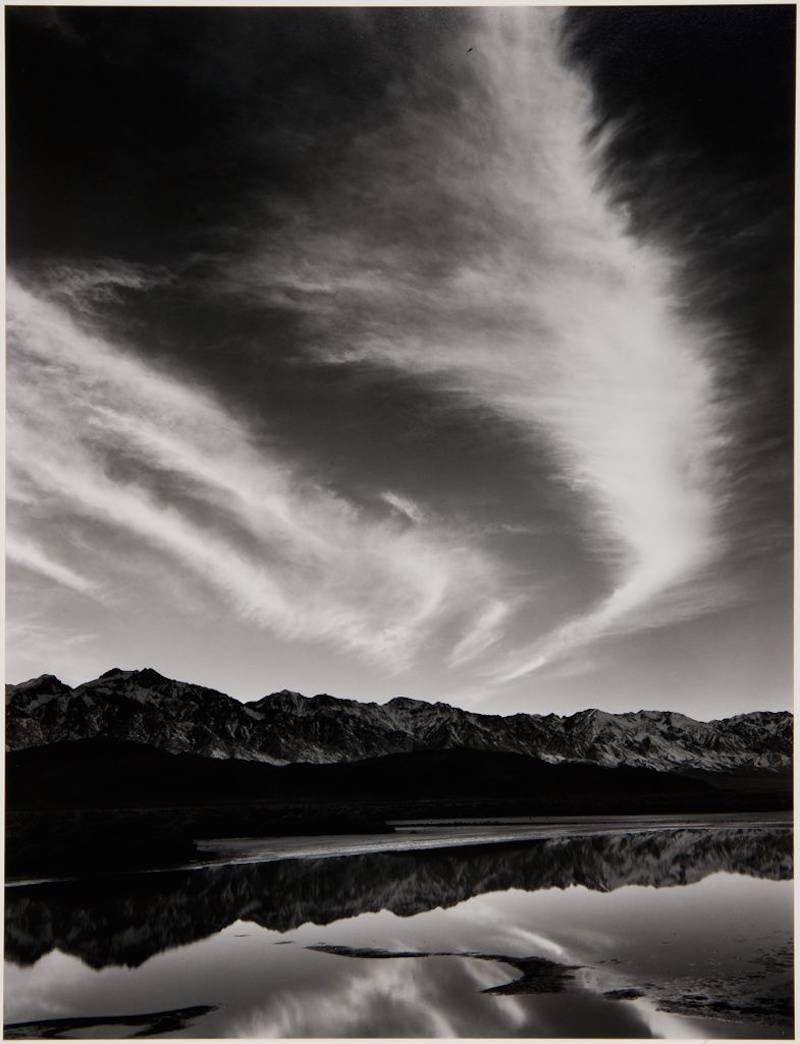 Ansel Adams Black and White Photograph - Sierra Nevada, Winter Evening, from the Owens Valley, California