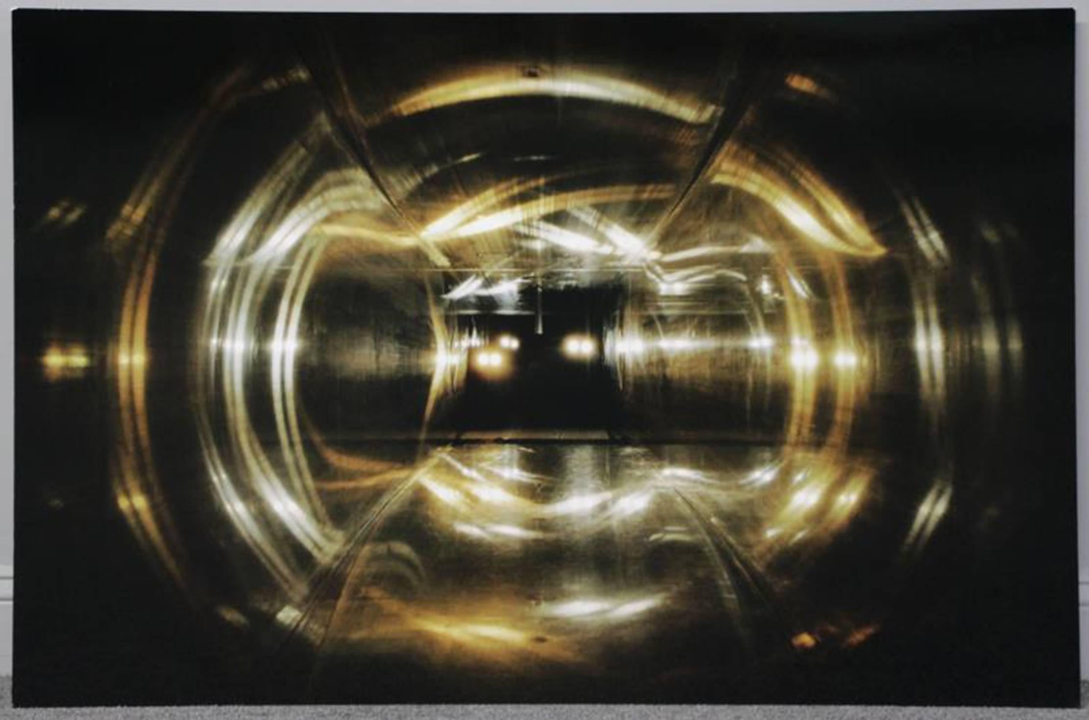 Unknown Abstract Photograph - Large Contemporary Photograph of Abstract Headlights in Tunnel