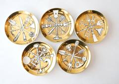 Fornasetti Milano Posateria 5 Gold Coasters Pin Dishes