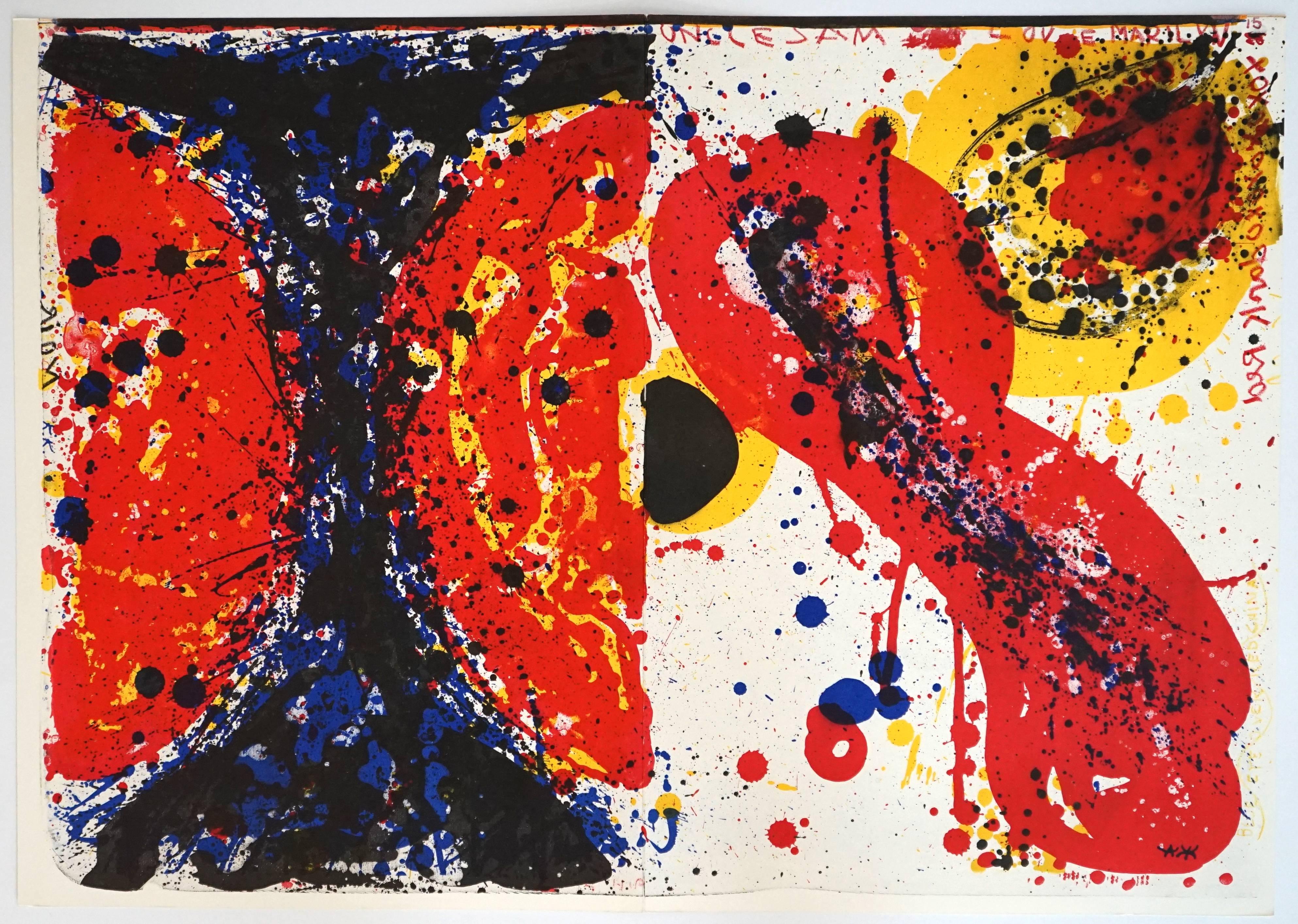 Sam Francis Abstract Print - Uncle Sam, from One Cent Life