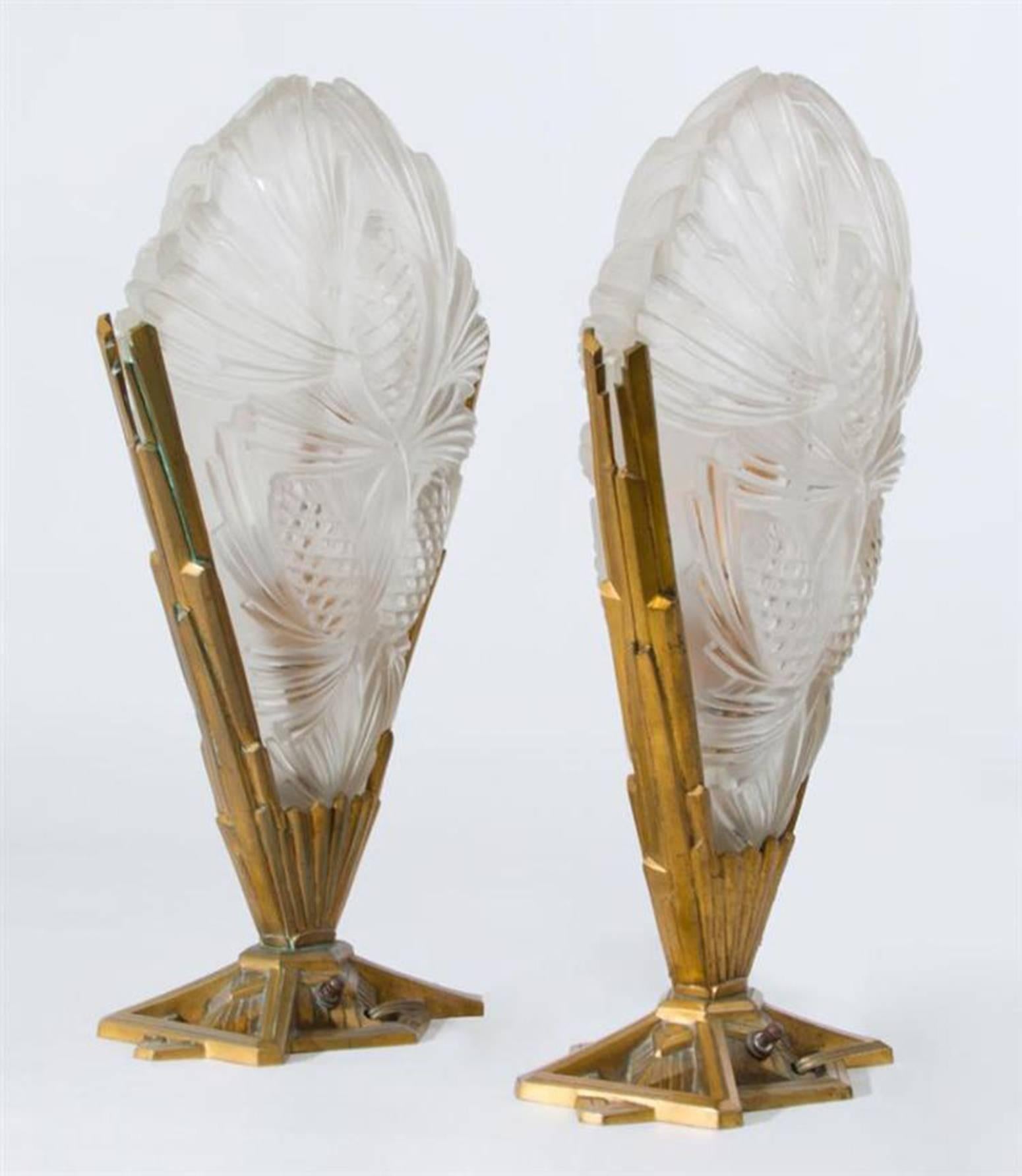 Sabino Paris, Signed Pair  of Art Deco Table Lamps 1