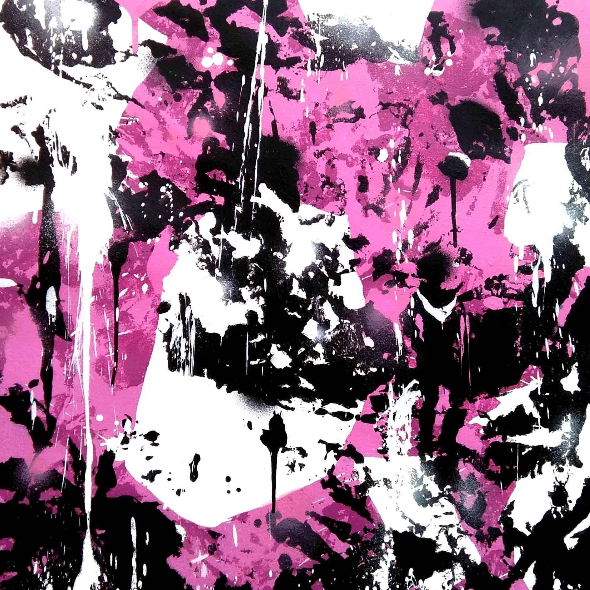 Fasim (Germán Bel) Abstract Painting - 4 Pareidolic figures on pink background