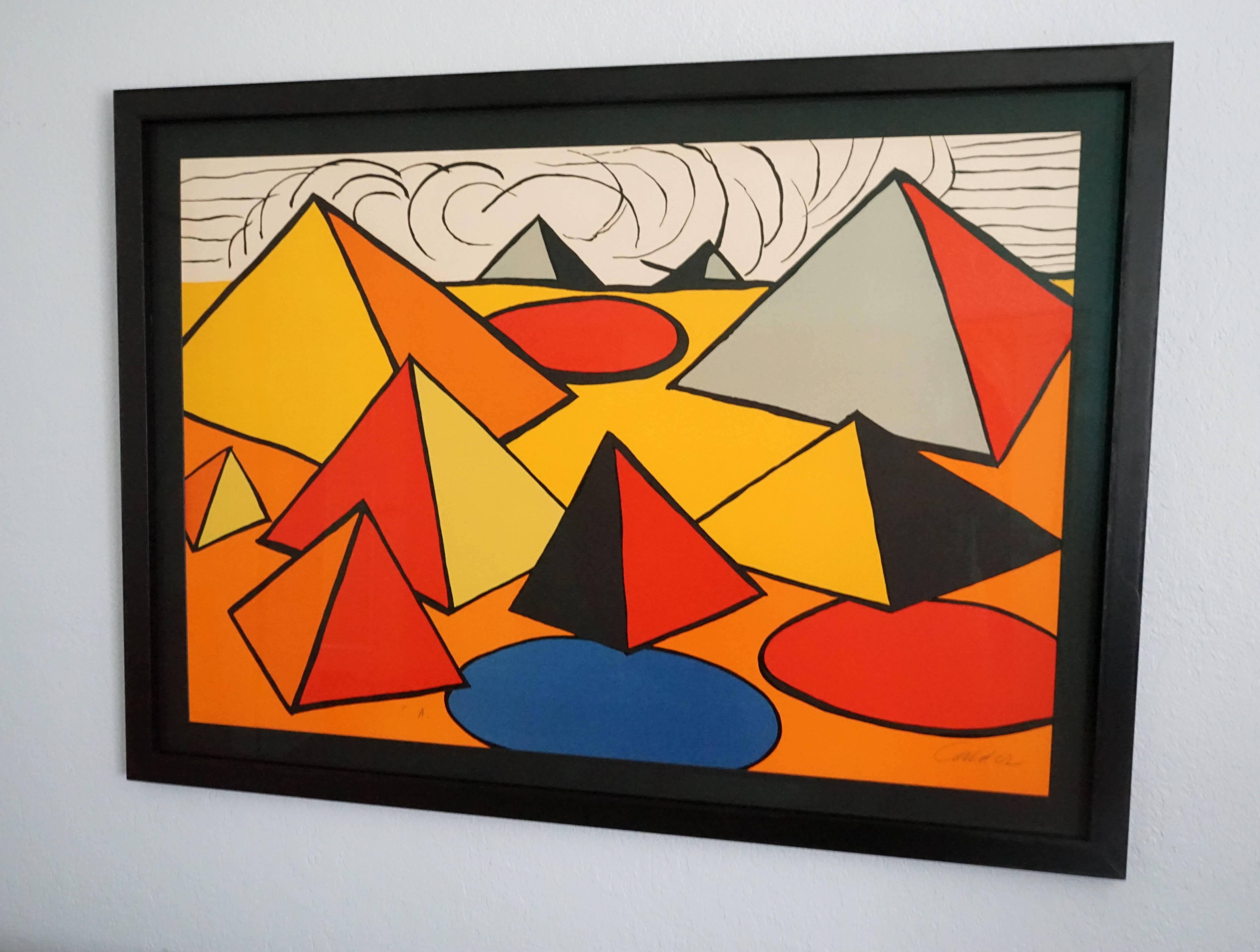Composition with Pyramids, Circles and Clouds - Print by Alexander Calder