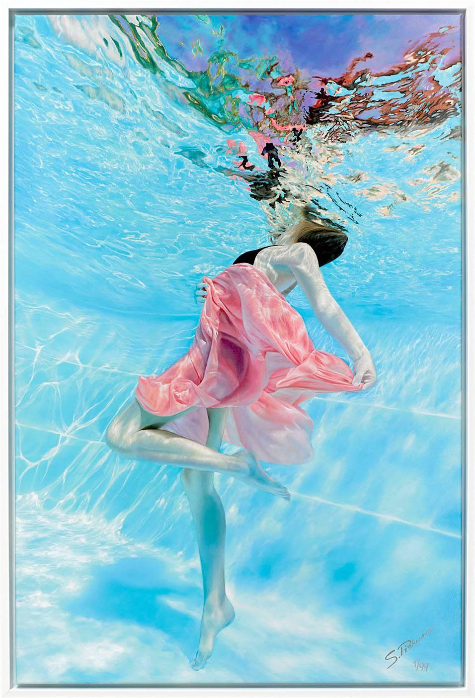 Sergey Piskunov Figurative Print - Girl in pink - Framed Fine Art Limited Edition of 99