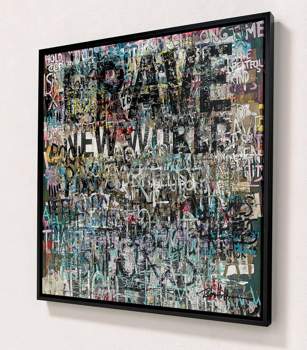 Brave New World - Limited Platinum Edition of 99 - Black Abstract Painting by Robert Hoffmann