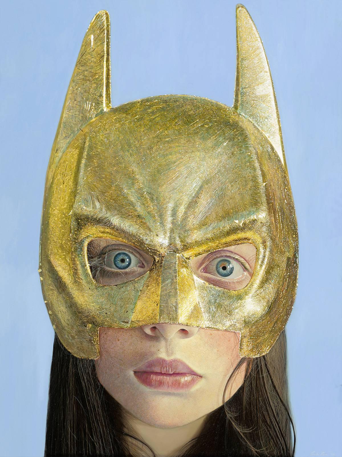 Gordon Harris Figurative Print - Girl With The Golden Mask - Framed Fine Art Limited Edition of 69