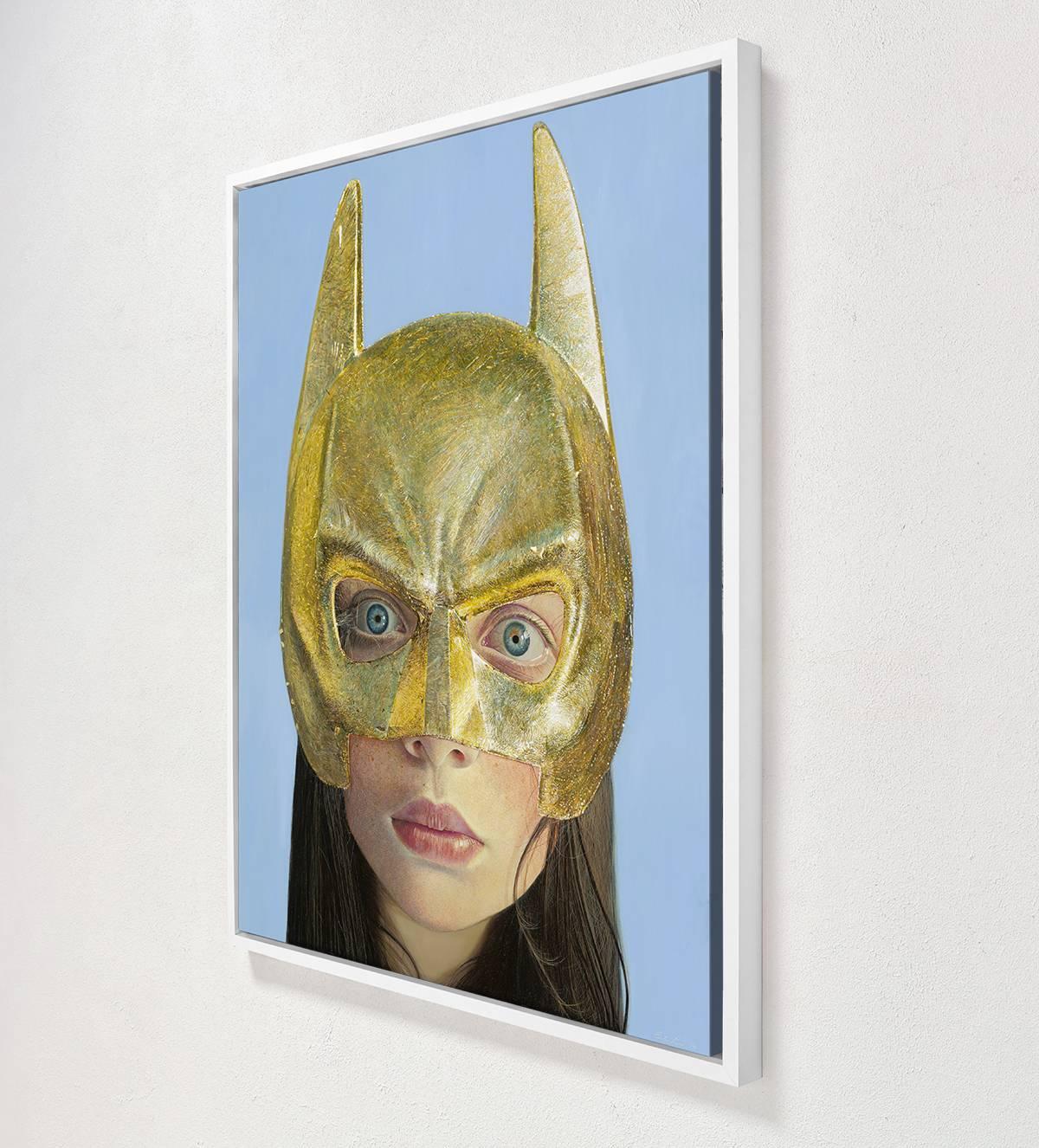 Girl With The Golden Mask - Framed Fine Art Limited Edition of 69 - Gray Figurative Print by Gordon Harris