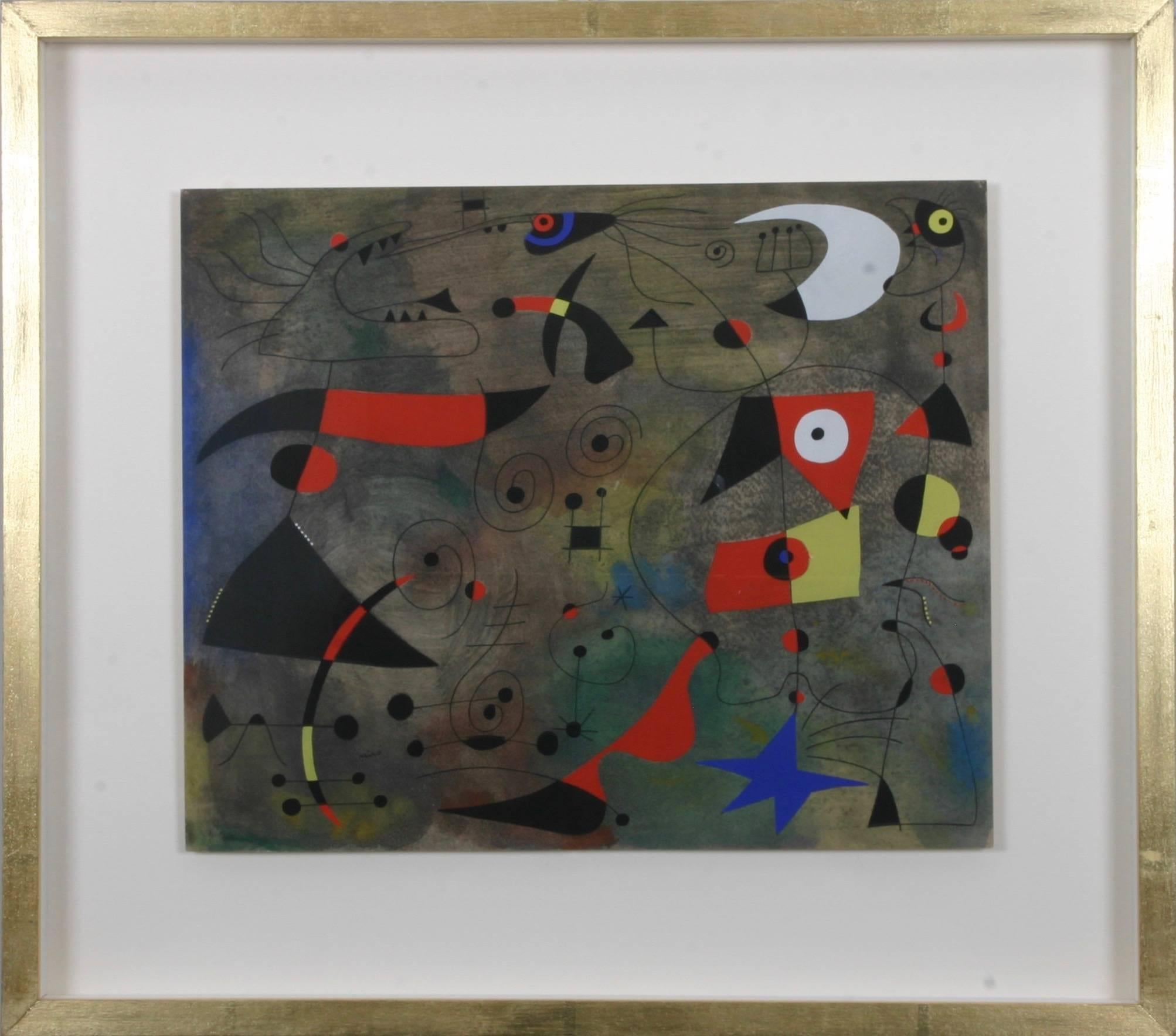 (after) Joan Miró Abstract Print - The Constellations: Femme et Oiseaux /Woman and Bird, Plt III 