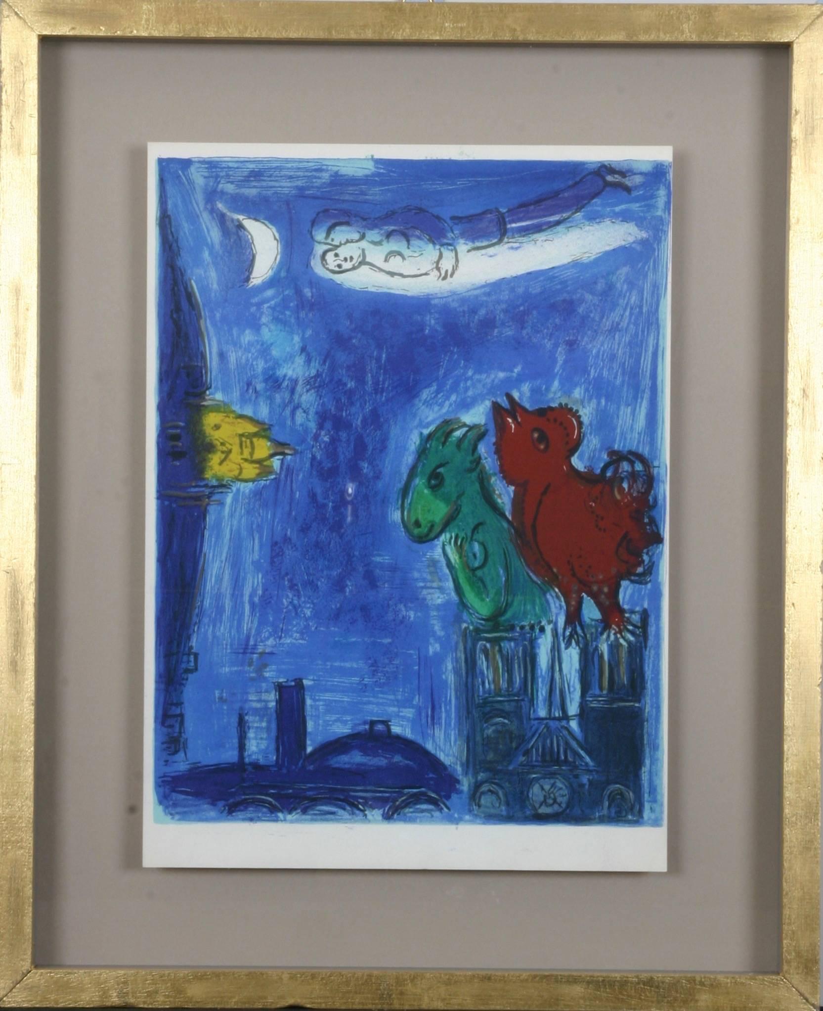 Marc Chagall Figurative Print - The Monsters of Notre Dame