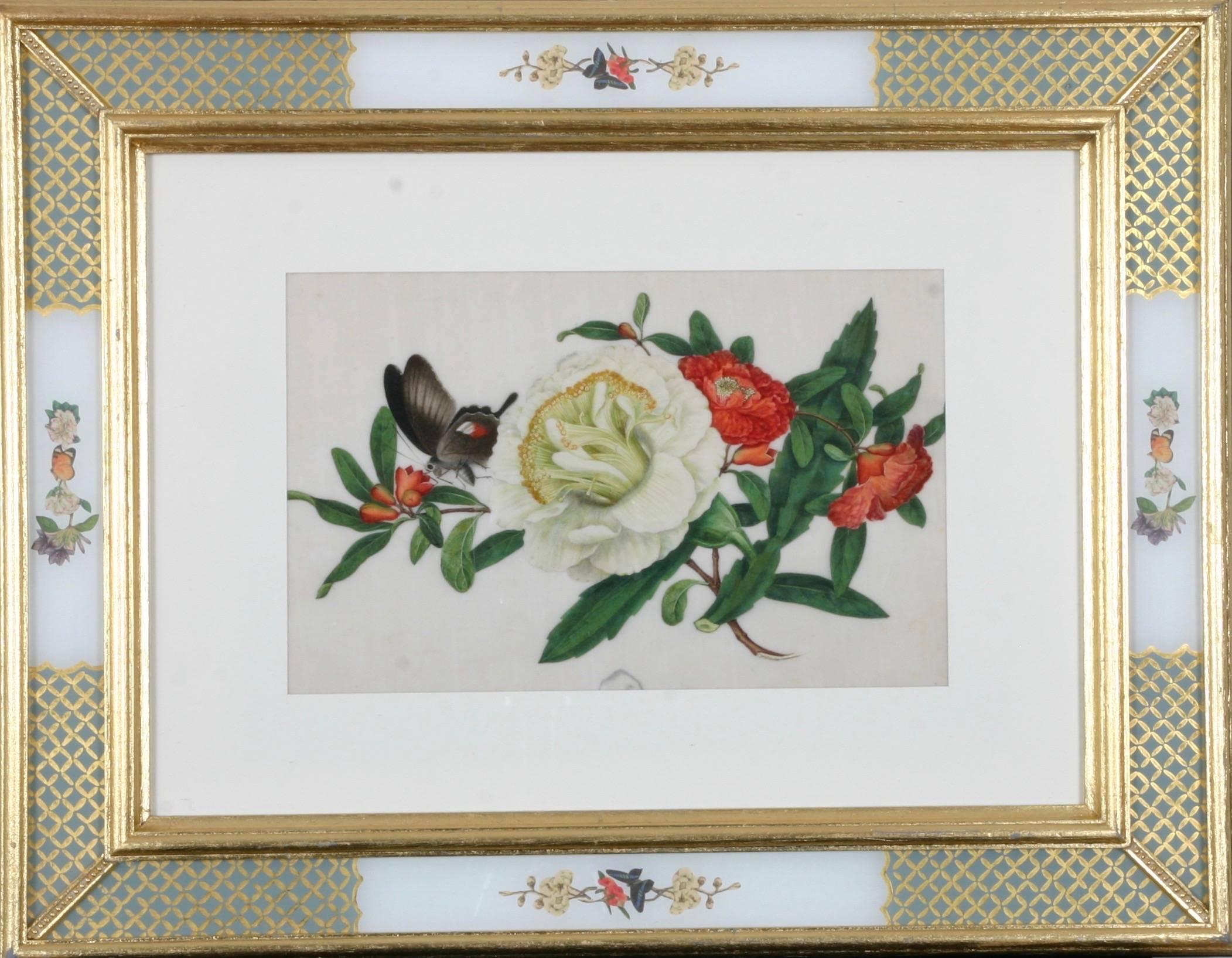 Chinese Export paintings of flowers and fruit on pith paper - Art by Sunqua