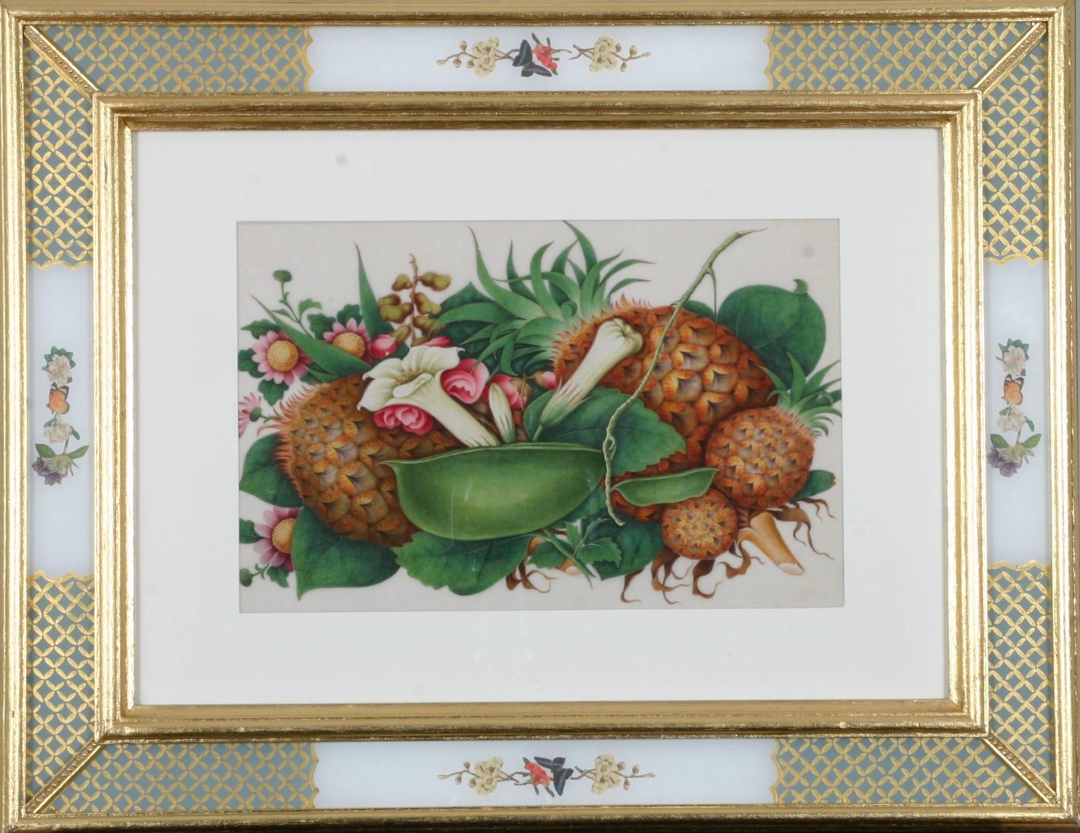 Chinese Export paintings of flowers and fruit on pith paper For Sale 5