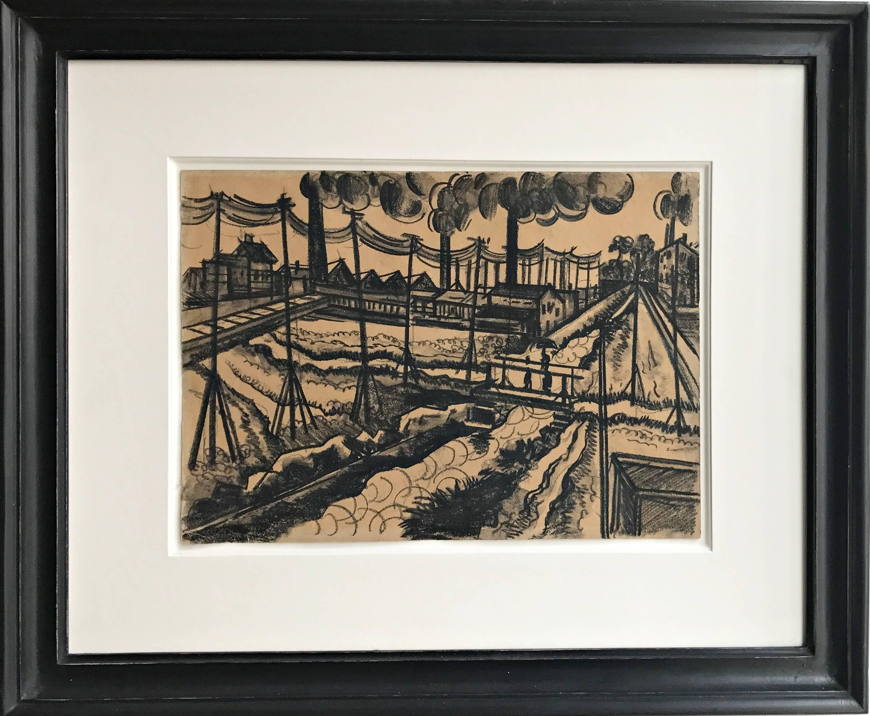 Hugó Scheiber Landscape Art - Industrial landscape