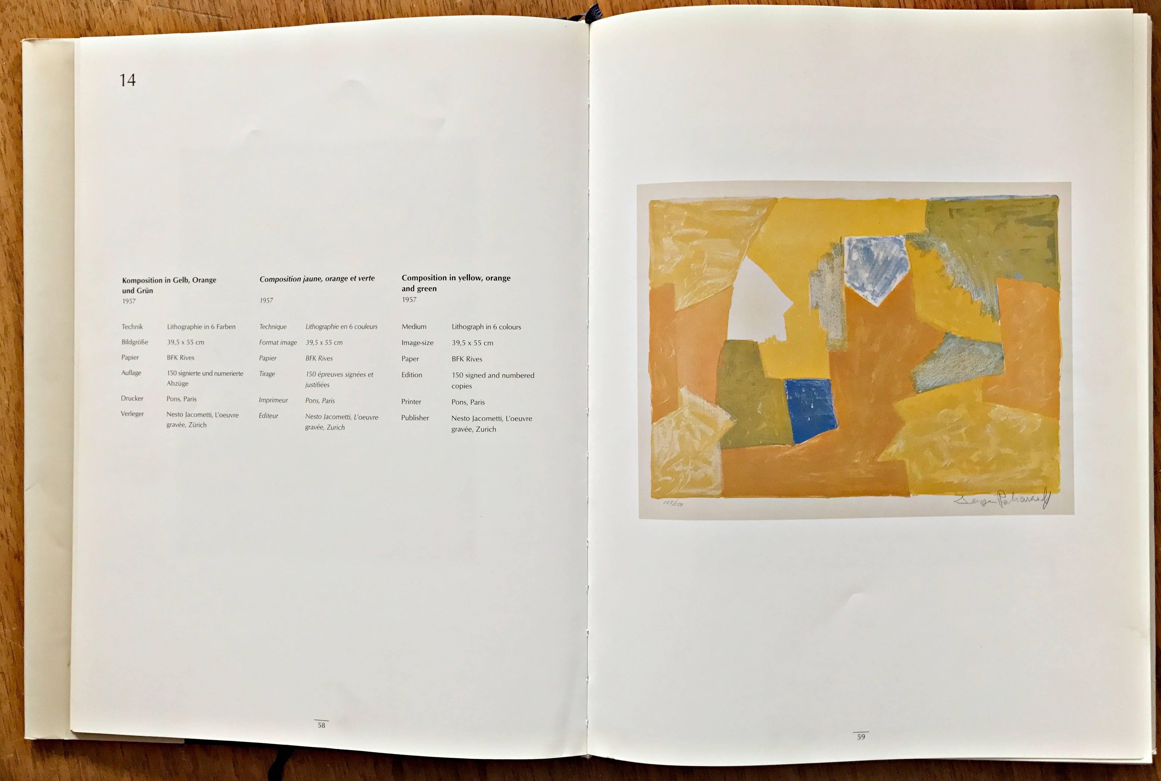 Composition jaune, orange et verte - Beige Abstract Print by Serge Poliakoff
