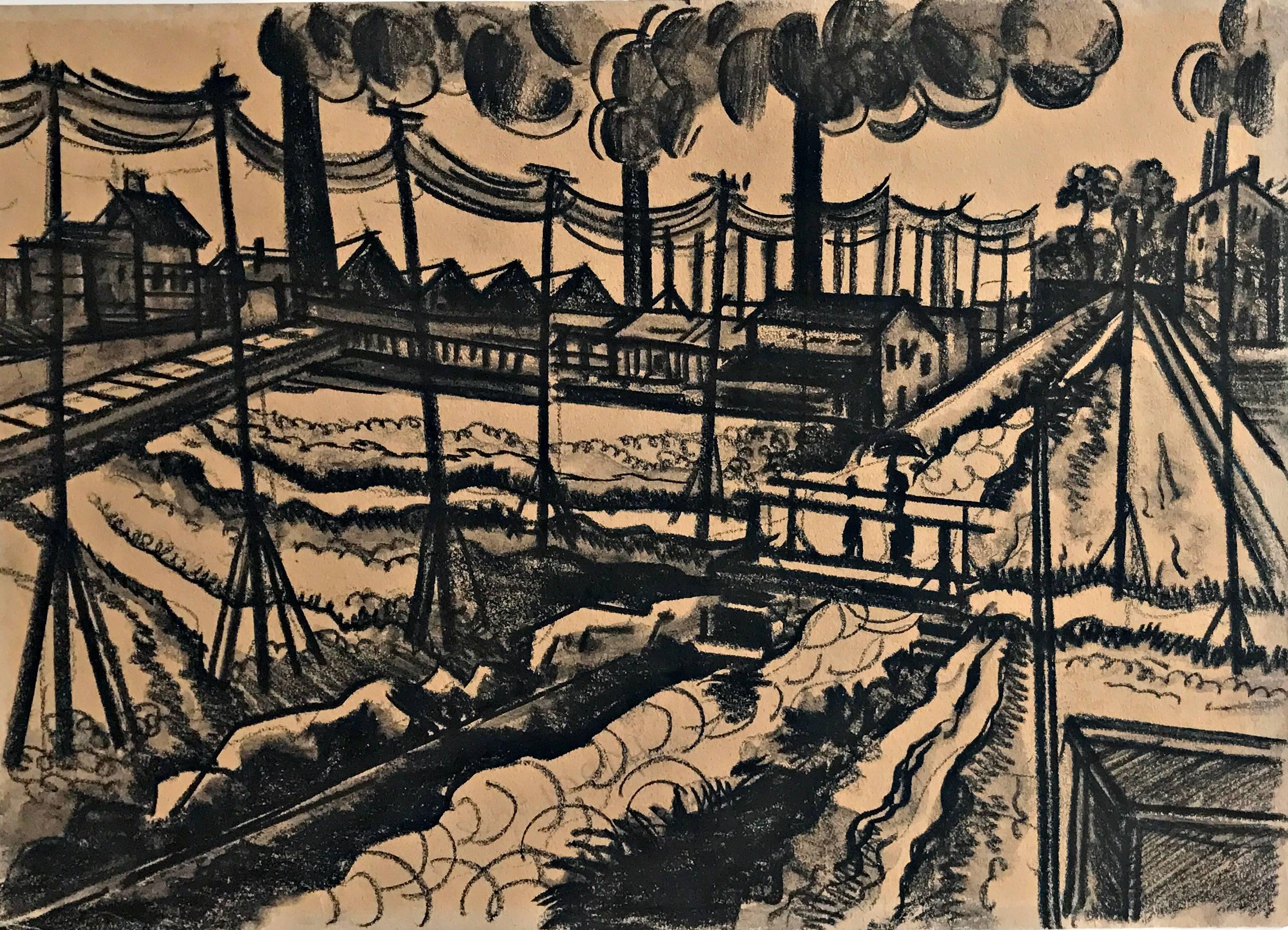 Industrial landscape - Art by Hugó Scheiber