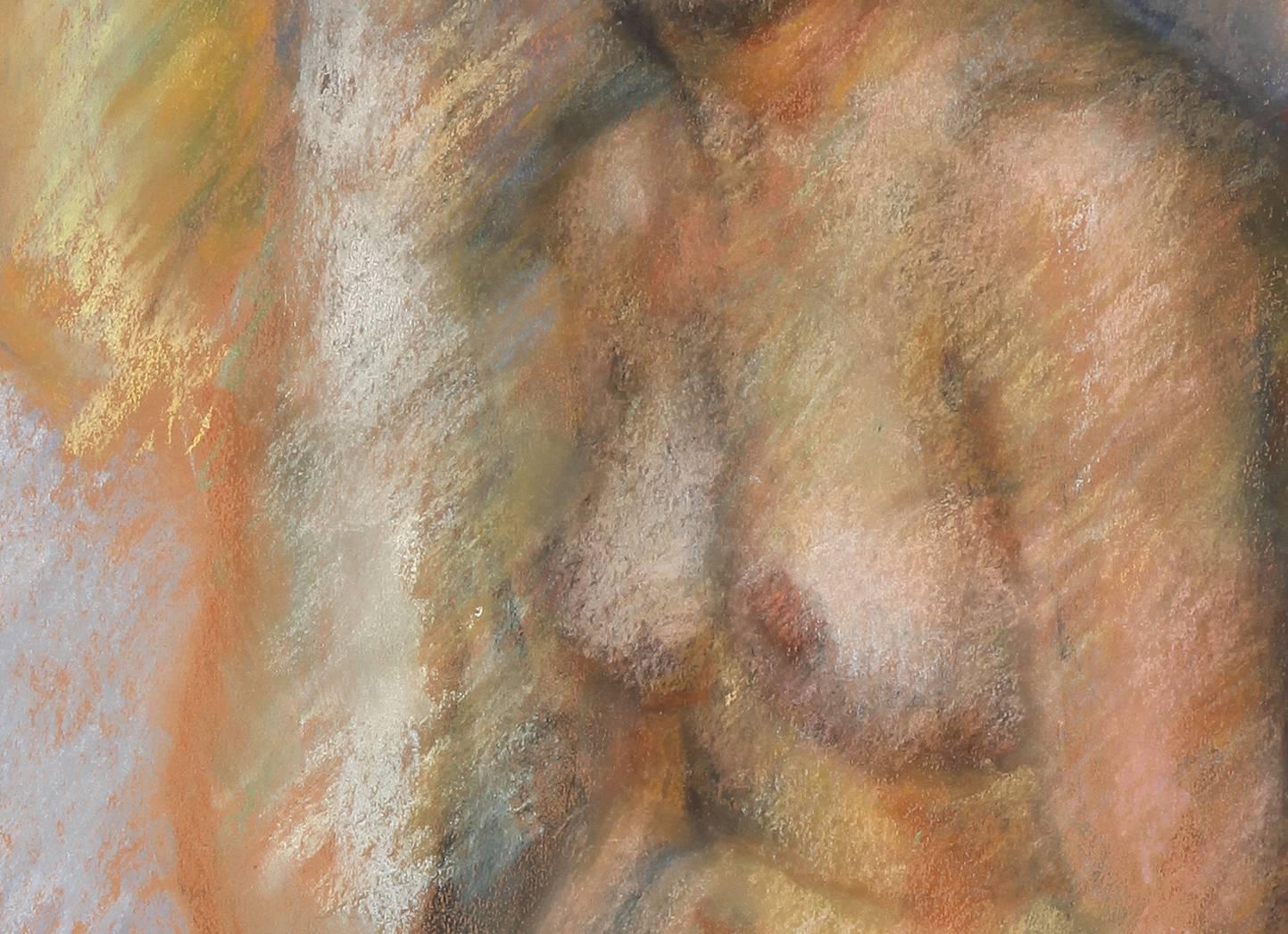 Sitting female nude - Impressionist Painting by Willibald Besta