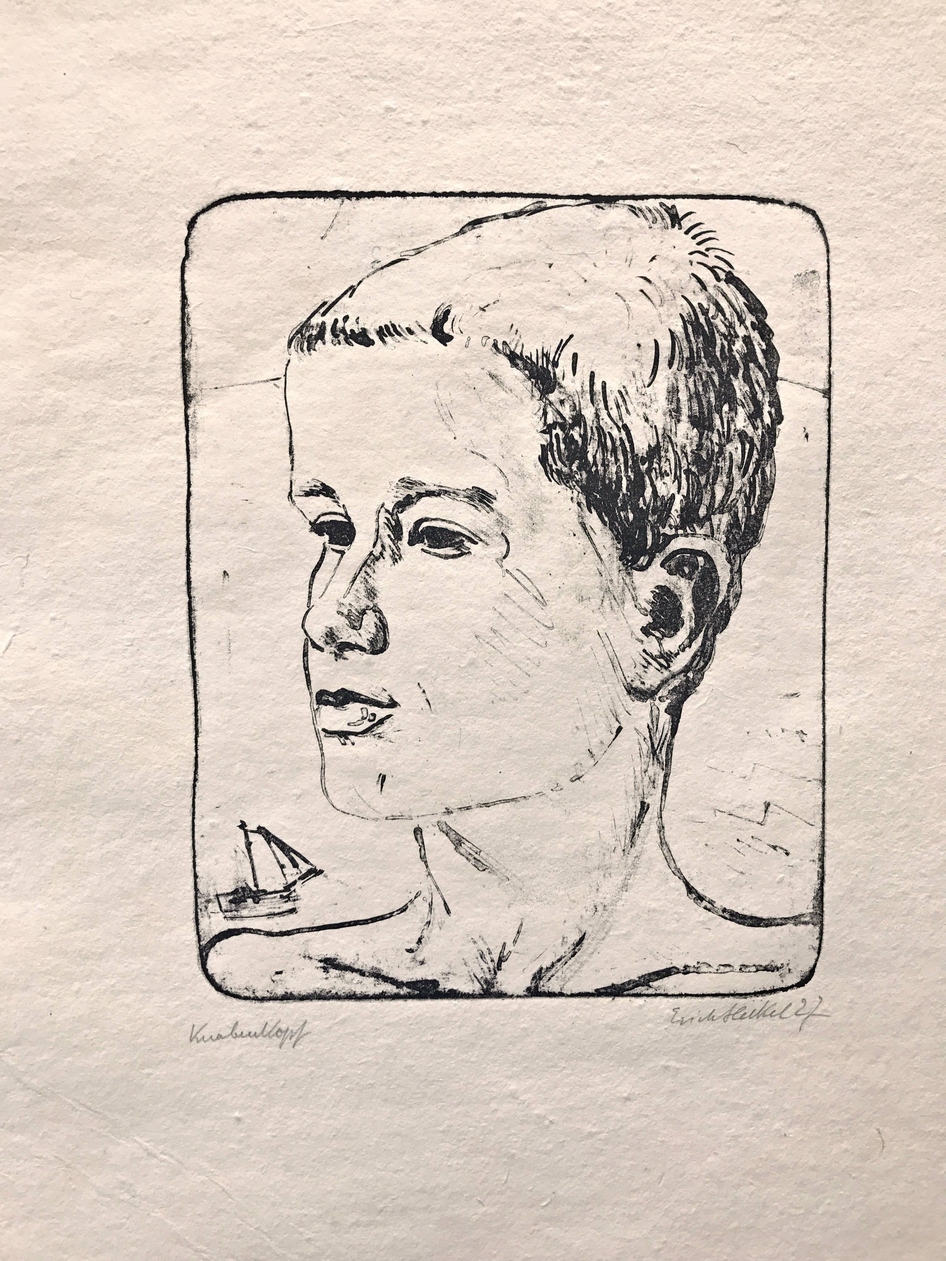 Erich Heckel Portrait Print - Knabenkopf (Boy head)