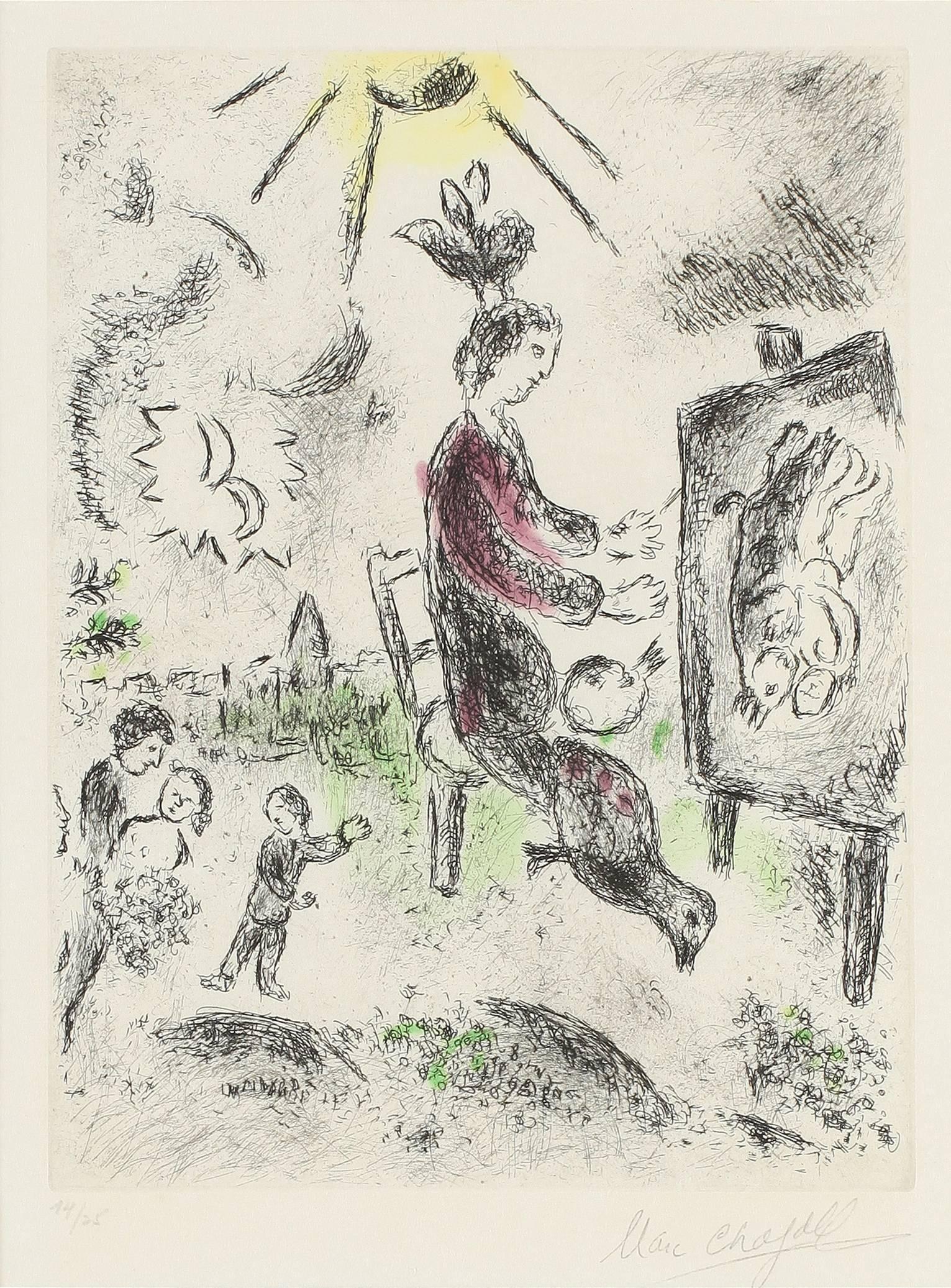 Celui qui dit les choses sans rien dire - Print by Marc Chagall