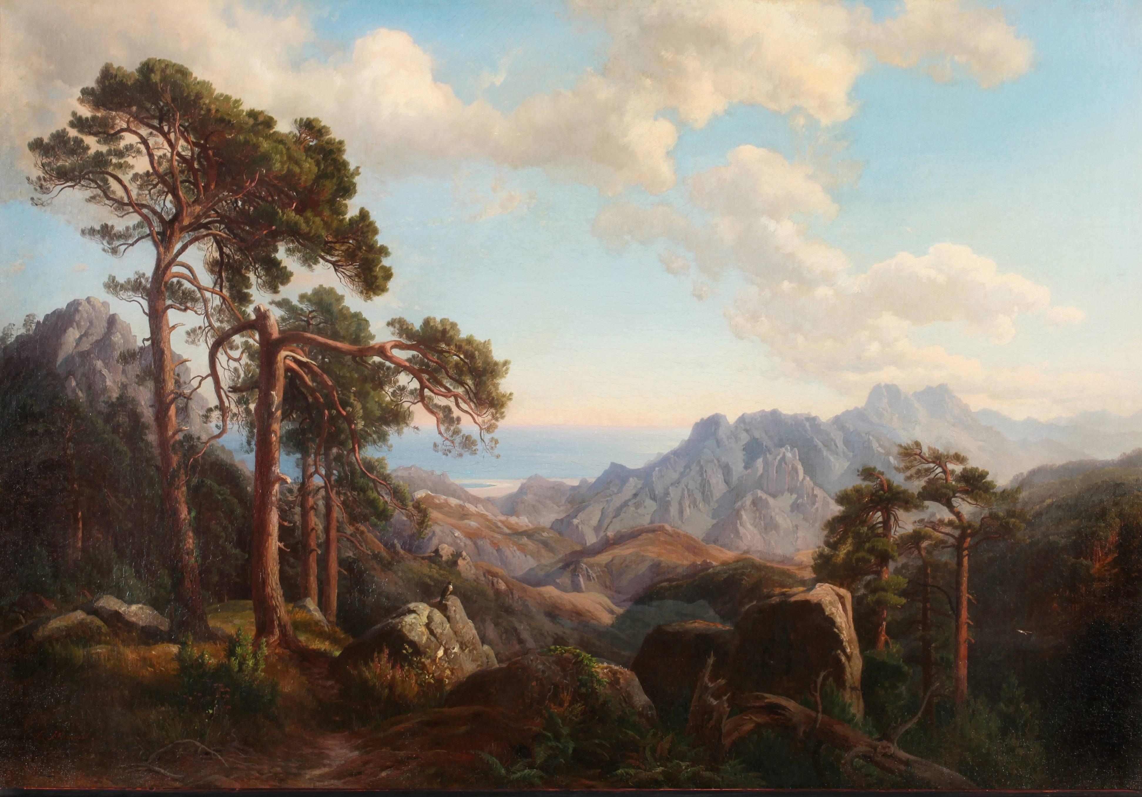 View from Col di Sorba near Vivario, Corsica - Painting by Carl Maria Hummel