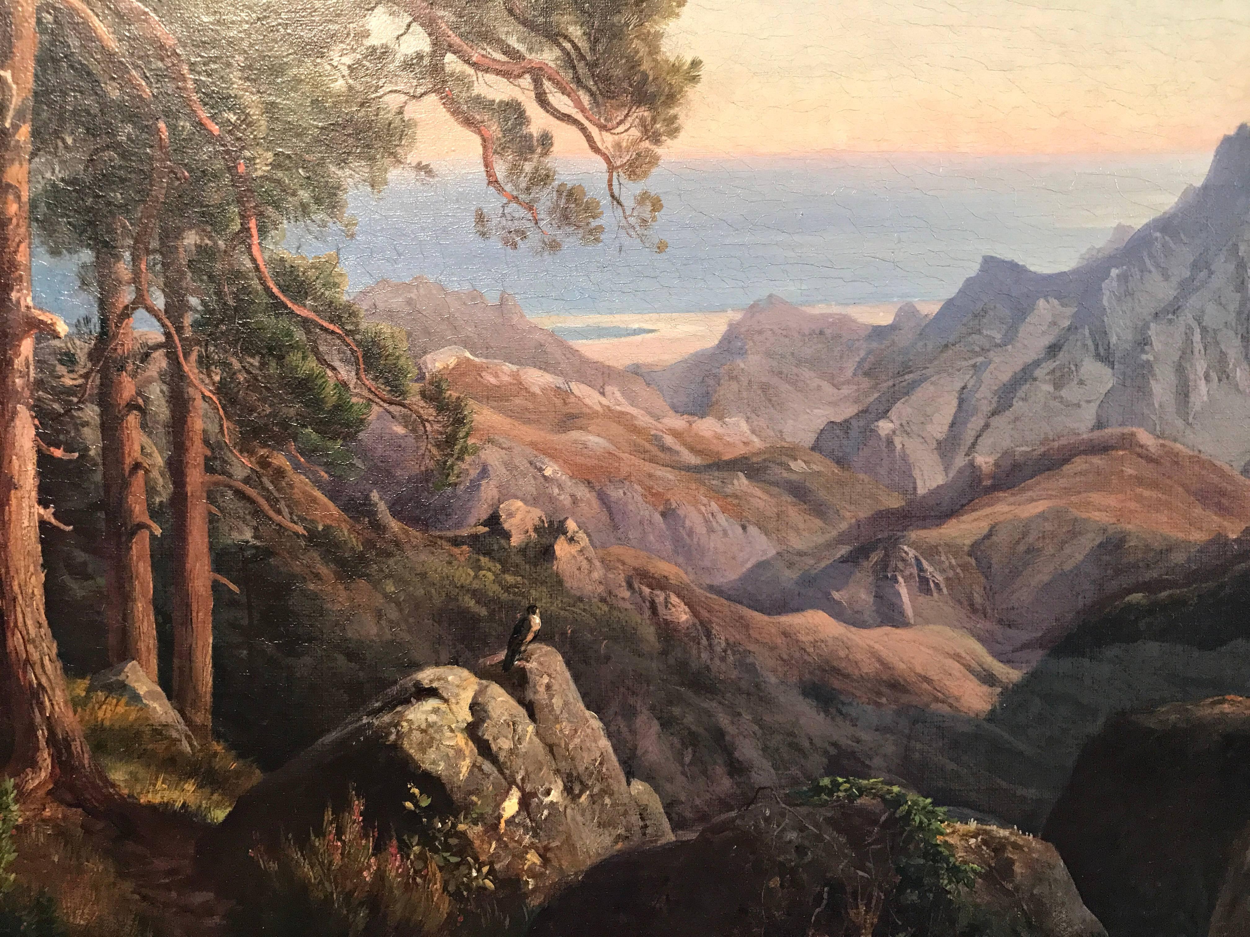 View from Col di Sorba near Vivario, Corsica - Romantic Painting by Carl Maria Hummel