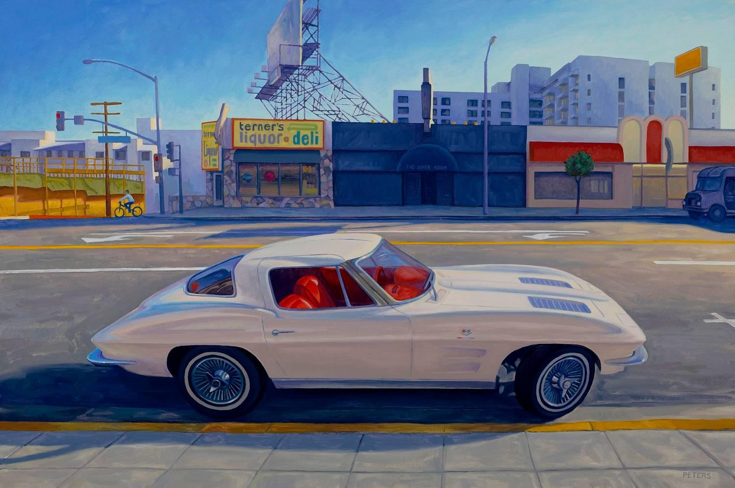 Corvette on Sunset - Painting by Tony Peters