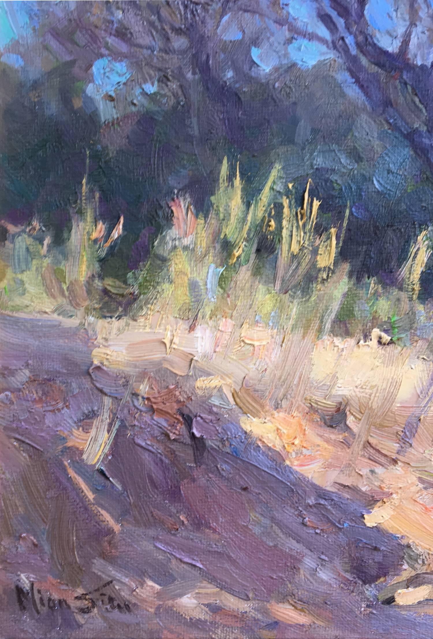 Noon à Eaton Canyon - Gris Landscape Painting par Mian Situ