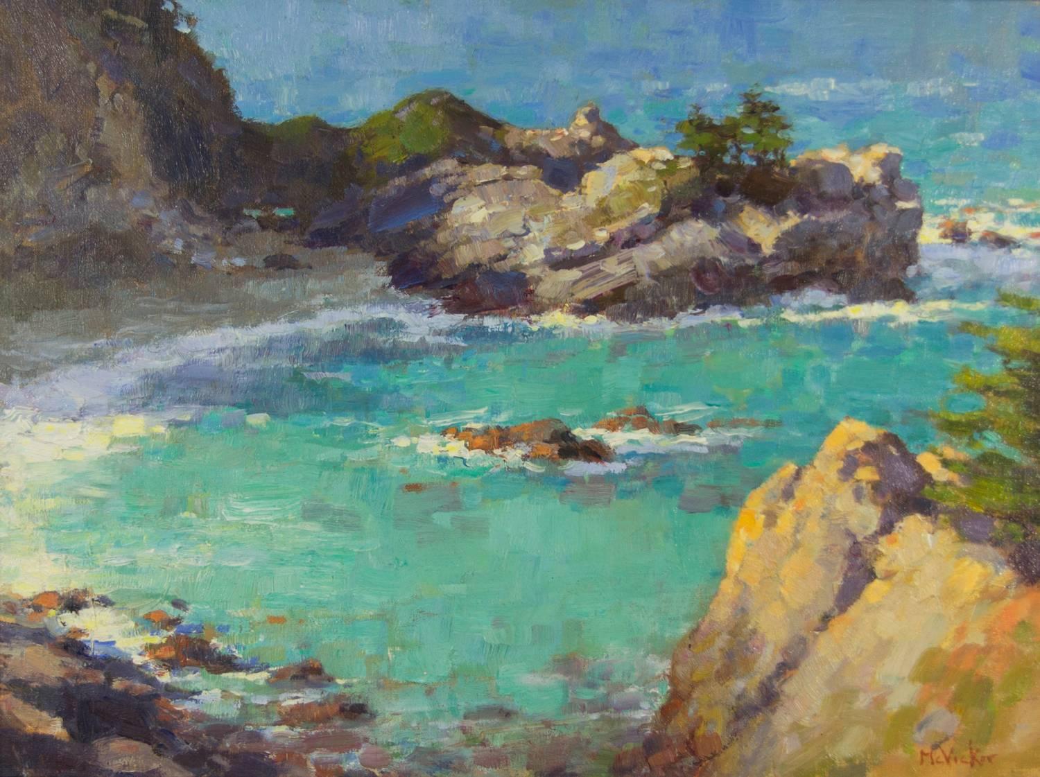 Big Sur Cove - Impressionist Painting by Jim McVicker