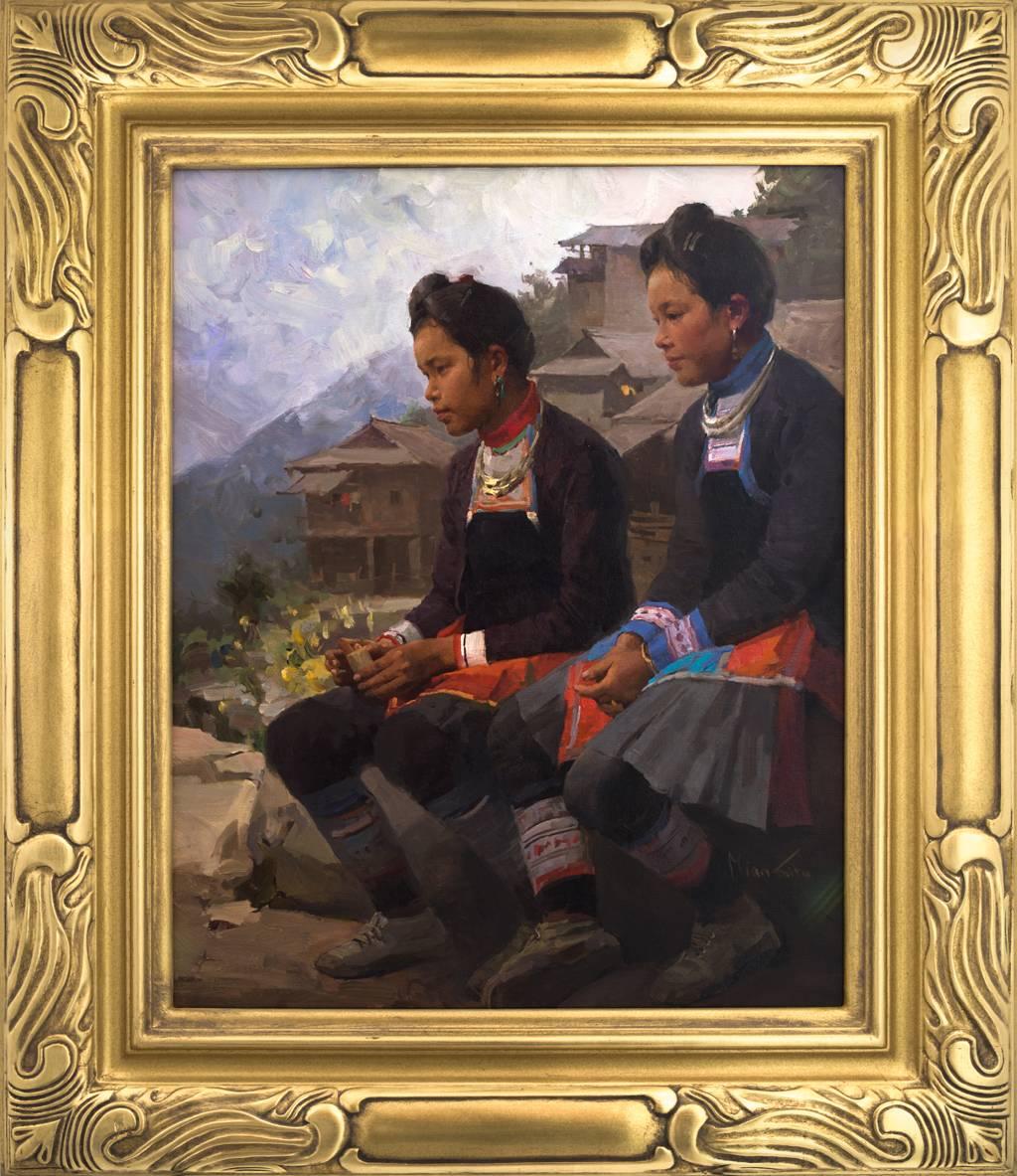 Tag Dreamers: Miao Mädchenschaum Basha, Provinz Guizhou – Painting von Mian Situ