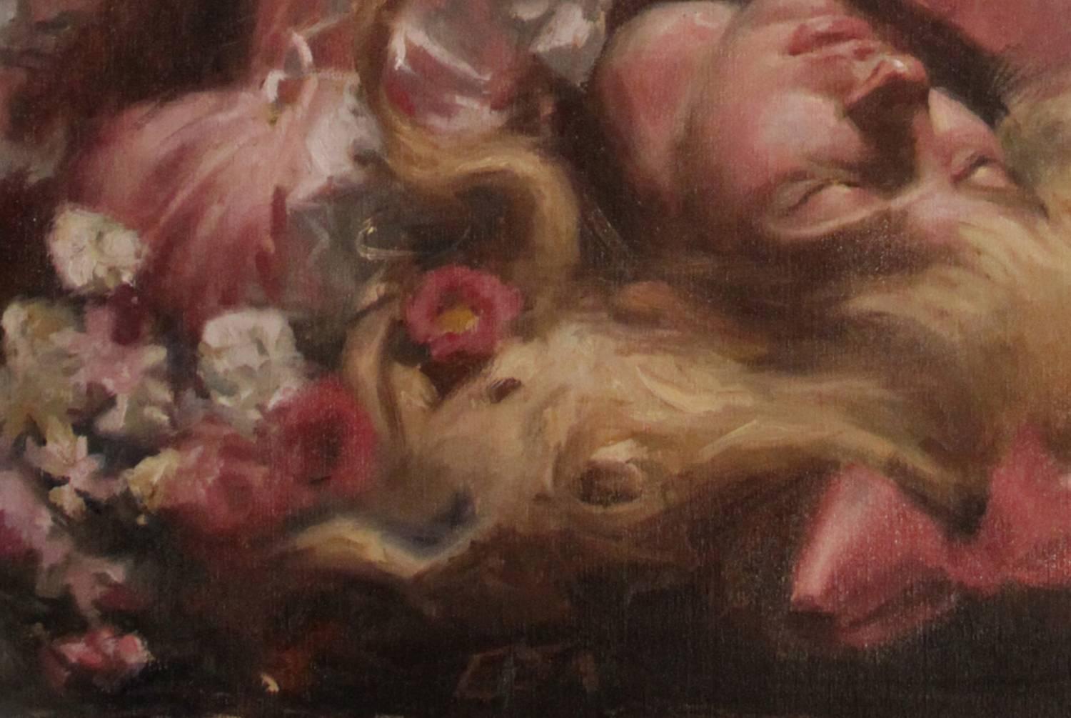 Il sonno - Figurative Painting Marrone di Teresa Oaxaca