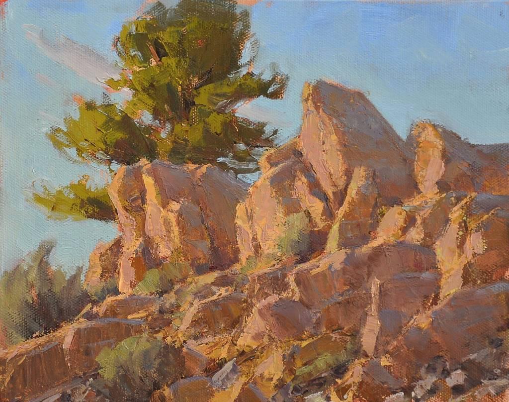 Rocks Catching Rays - Painting by Jean LeGassick