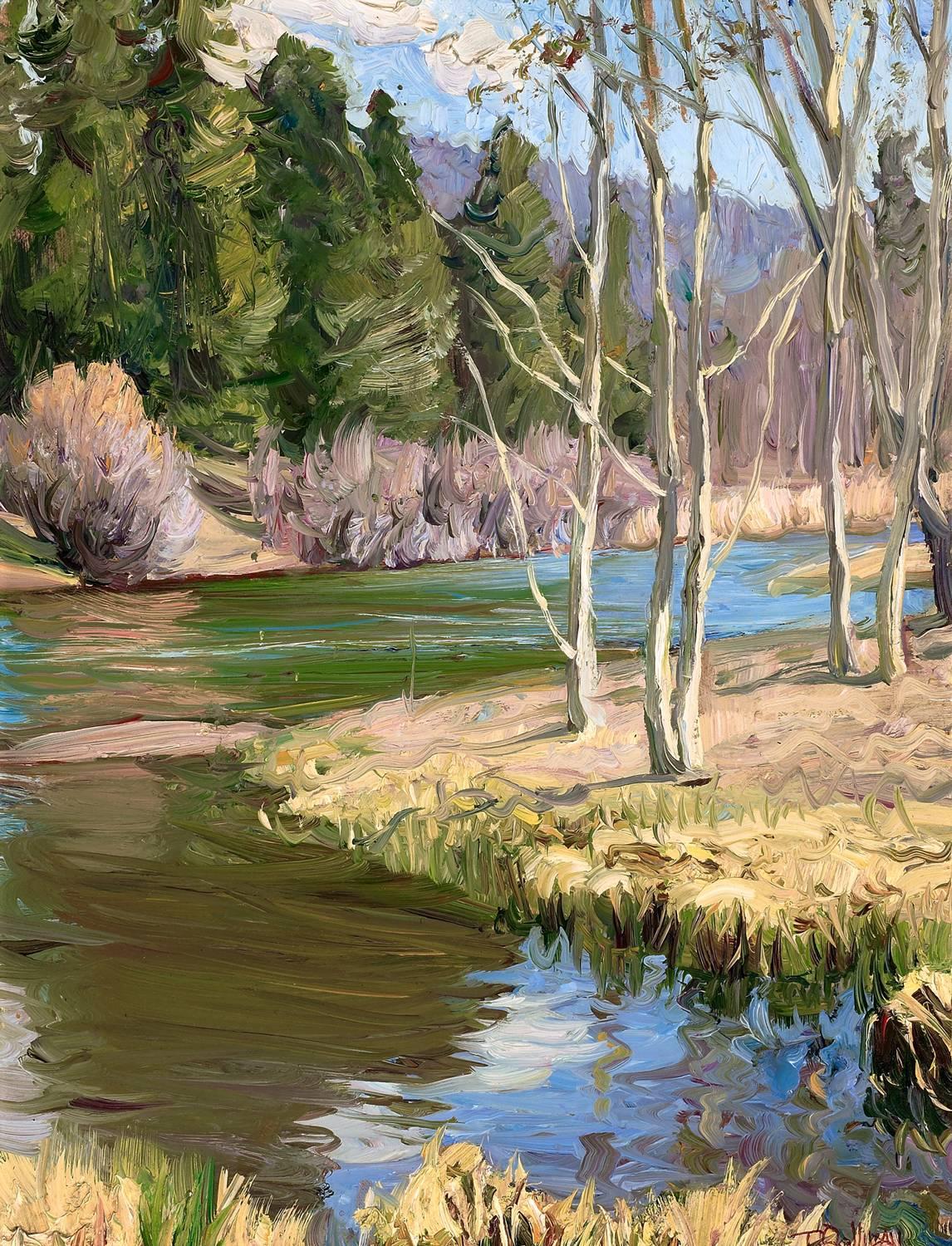 Running Waters; Taos, New Mexico - Painting by Tim Solliday