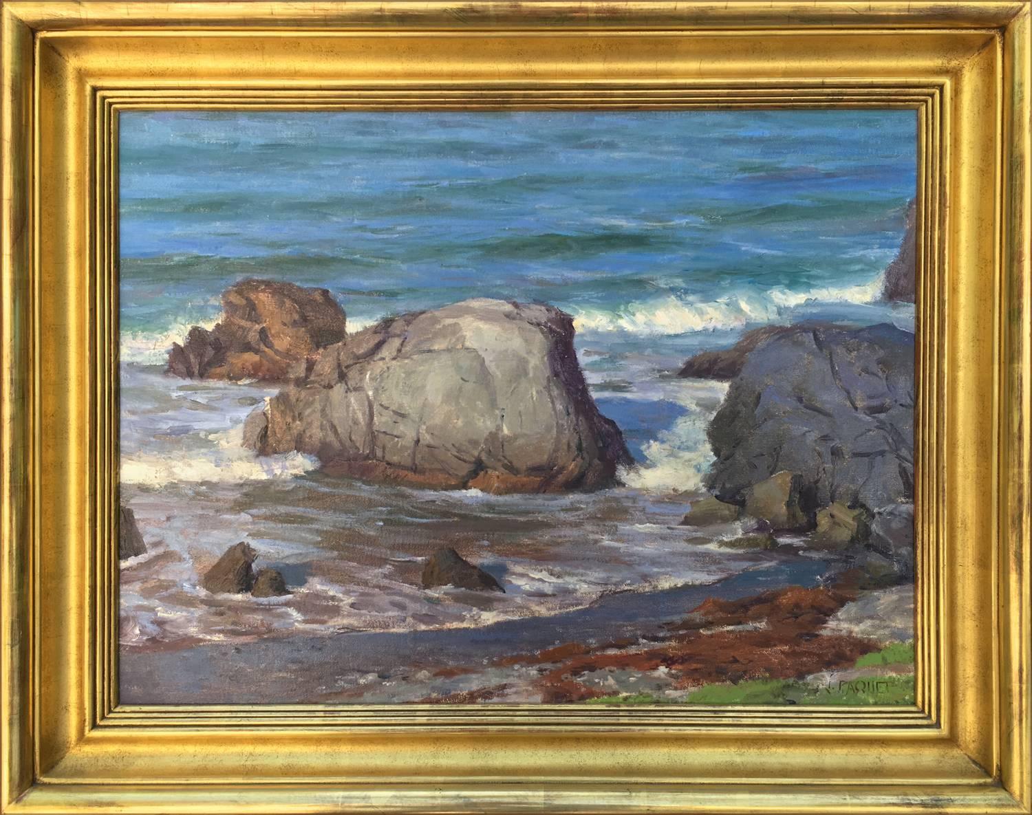 Morning Sun, Shark Harbor ; Catalina Island - Painting de Joseph Paquet