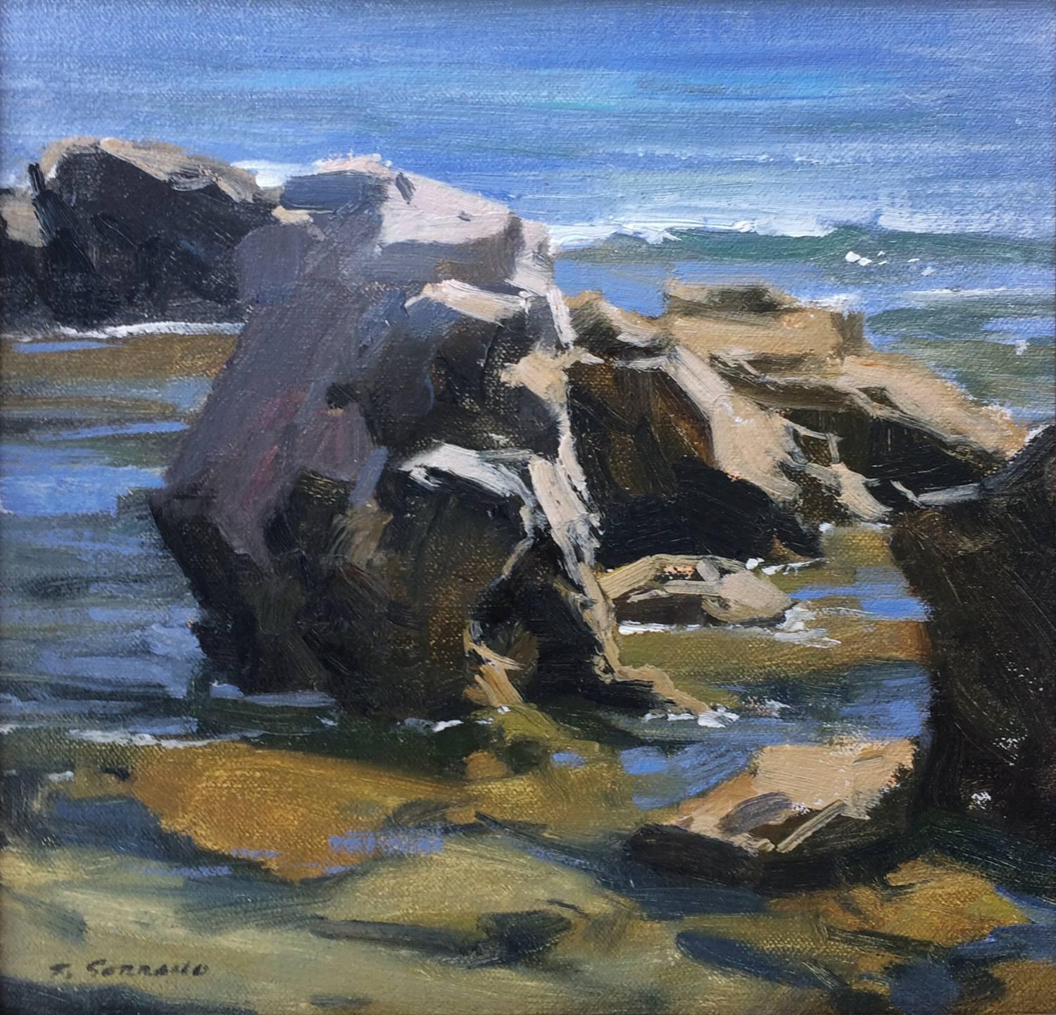 Coastal Rocks; Laguna Beach, California - Painting by Frank Serrano