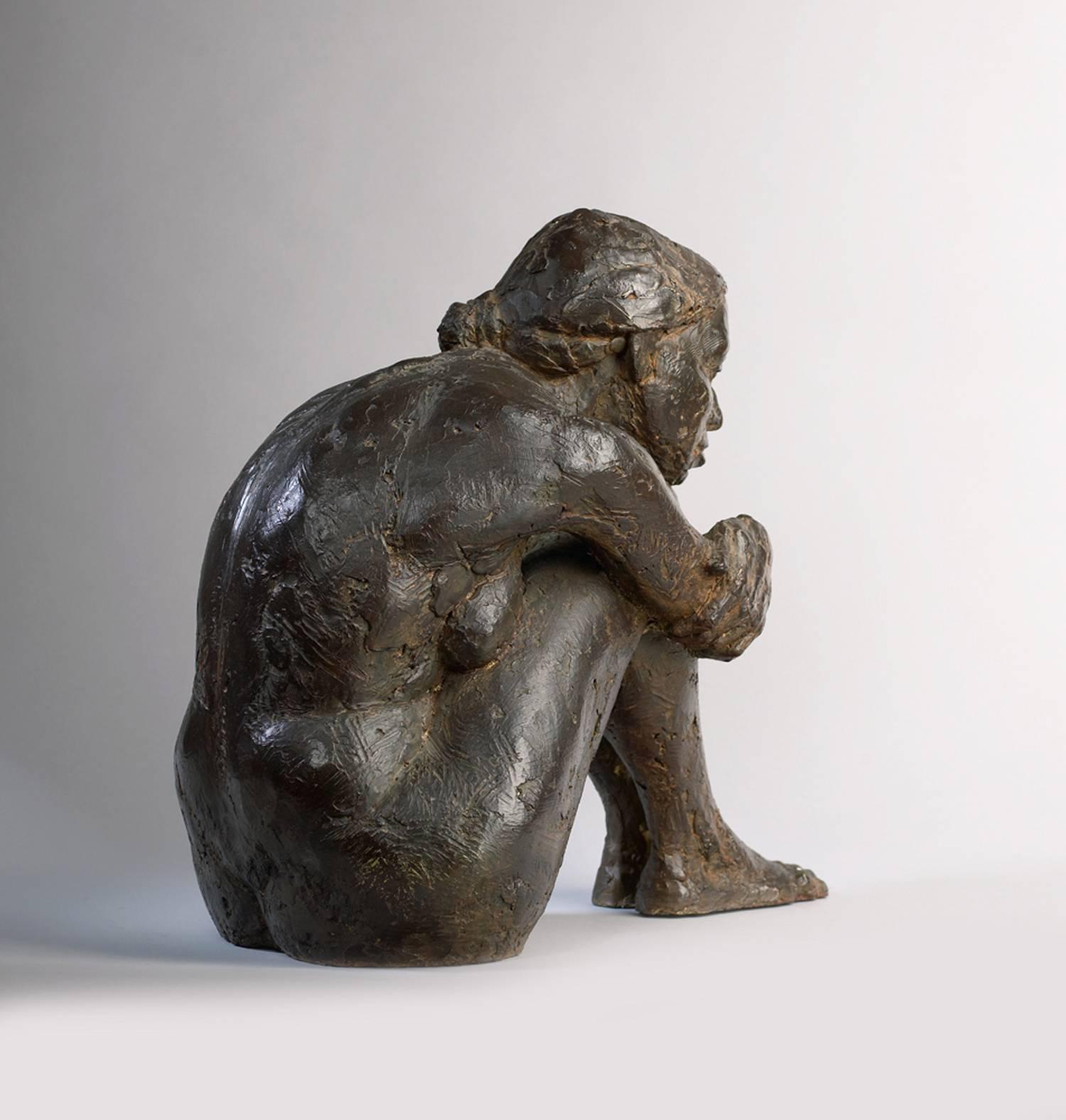 Seated Figure - Realist Sculpture by Peter Brooke