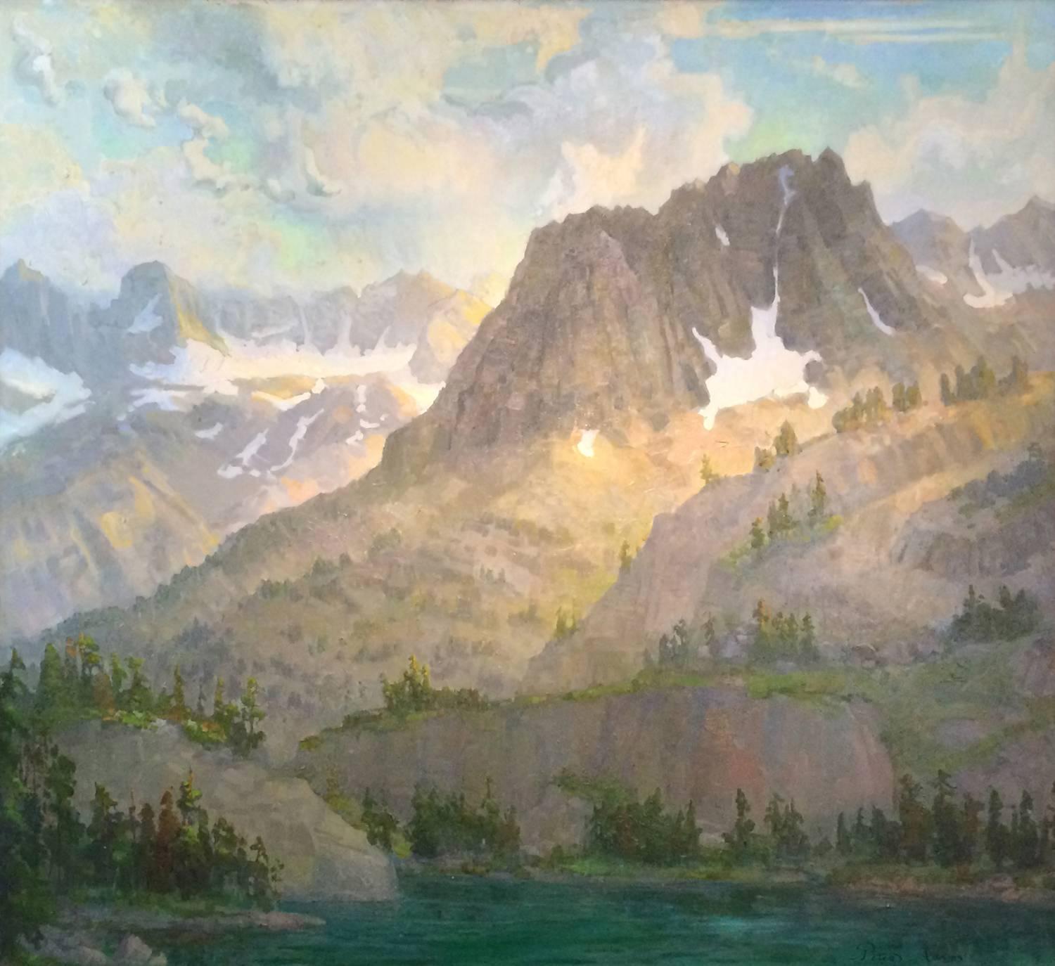 Sierra Grandeur; 5th Lake View of Mt. Robinson and Palisade Glacier - Painting by Peter Adams