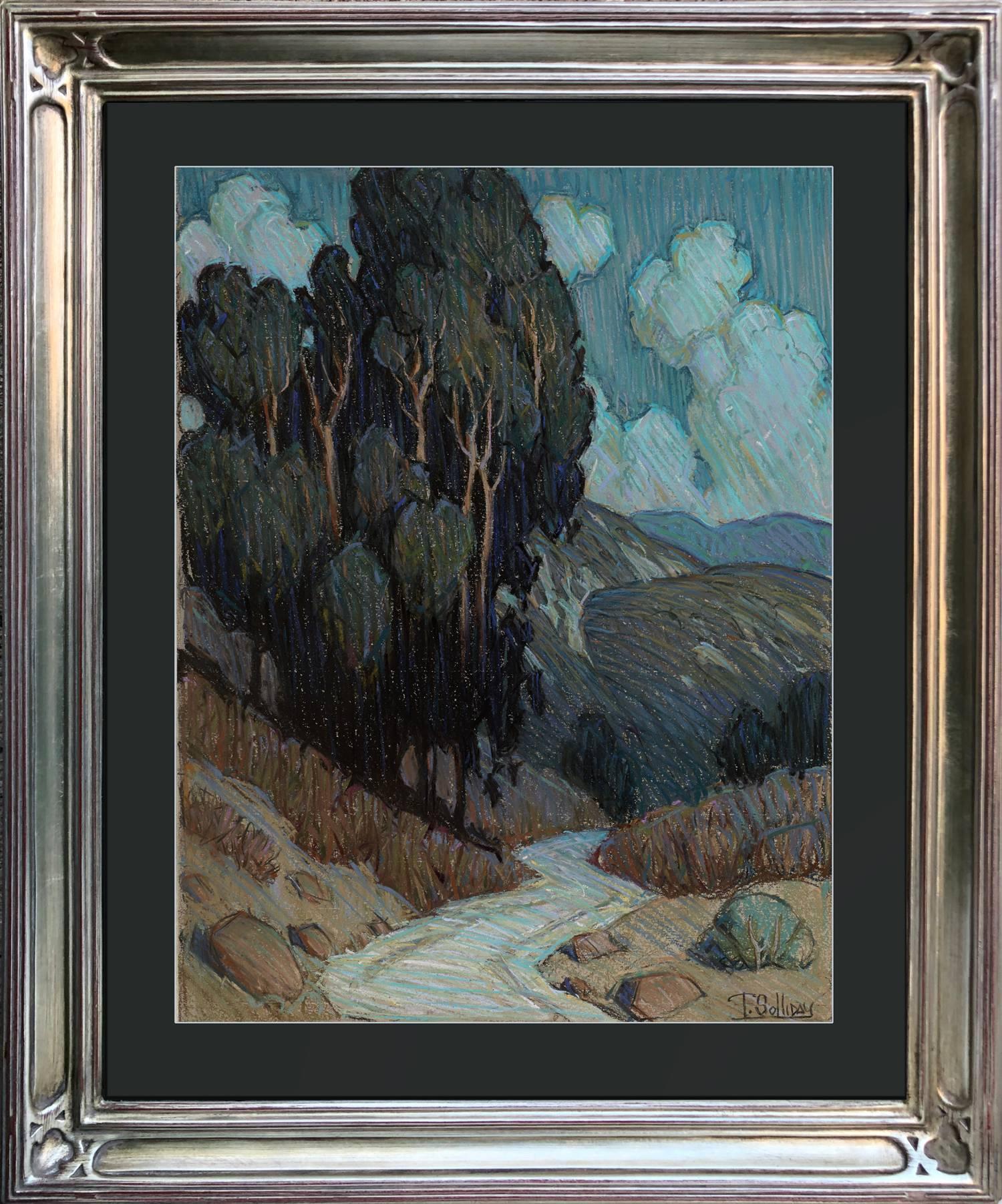 Moonlit Arroyo Pathway - Painting by Tim Solliday