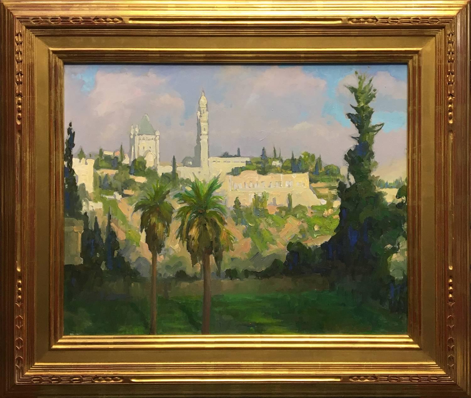 Peter Adams Landscape Painting - View of Mount Zion from our Balcony at the King David Hotel, Jerusalem