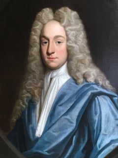 PORTRAIT OF A GENTLEMAN IN A BLUE ROBE - ATTRIBUTED TO JOHN CLOSTERMAN.