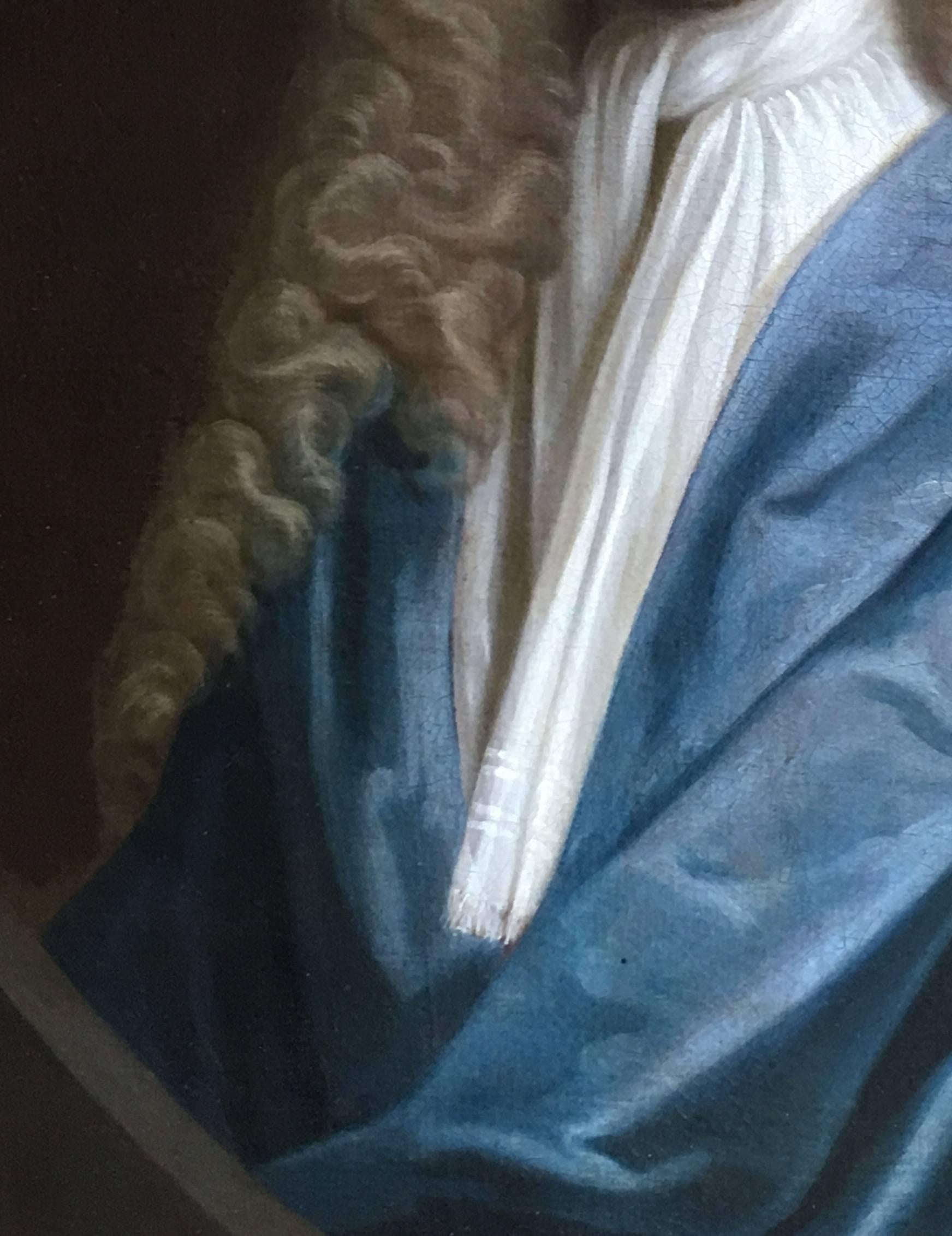 PORTRAIT OF A GENTLEMAN IN A BLUE ROBE - ATTRIBUTED TO JOHN CLOSTERMAN. - Painting by John Closterman