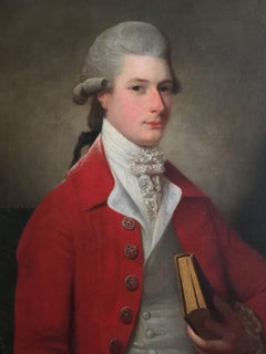 Portrait of Sir Archibald Seton Half-Length Wearing a Red Coat, Holding a Book.