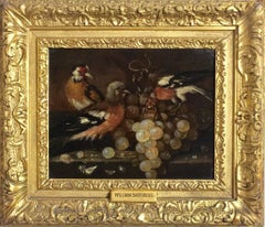 Study of Three Finches on a Stone Ledge