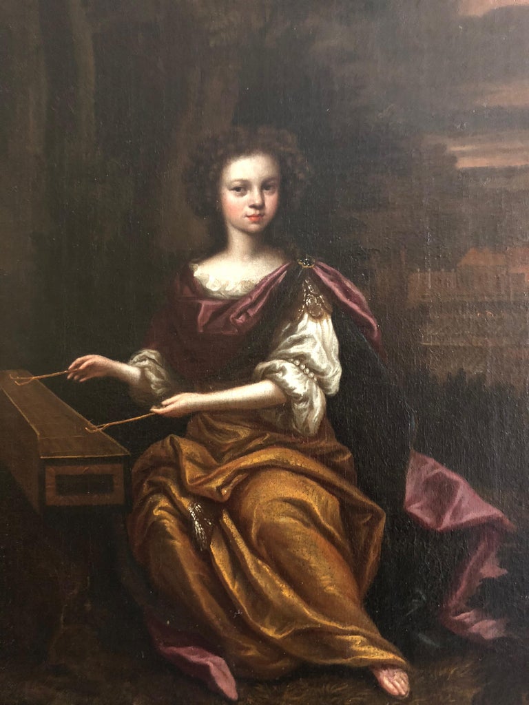 Caspar Netscher 17th Century Old Master Portrait of a Lady Playing