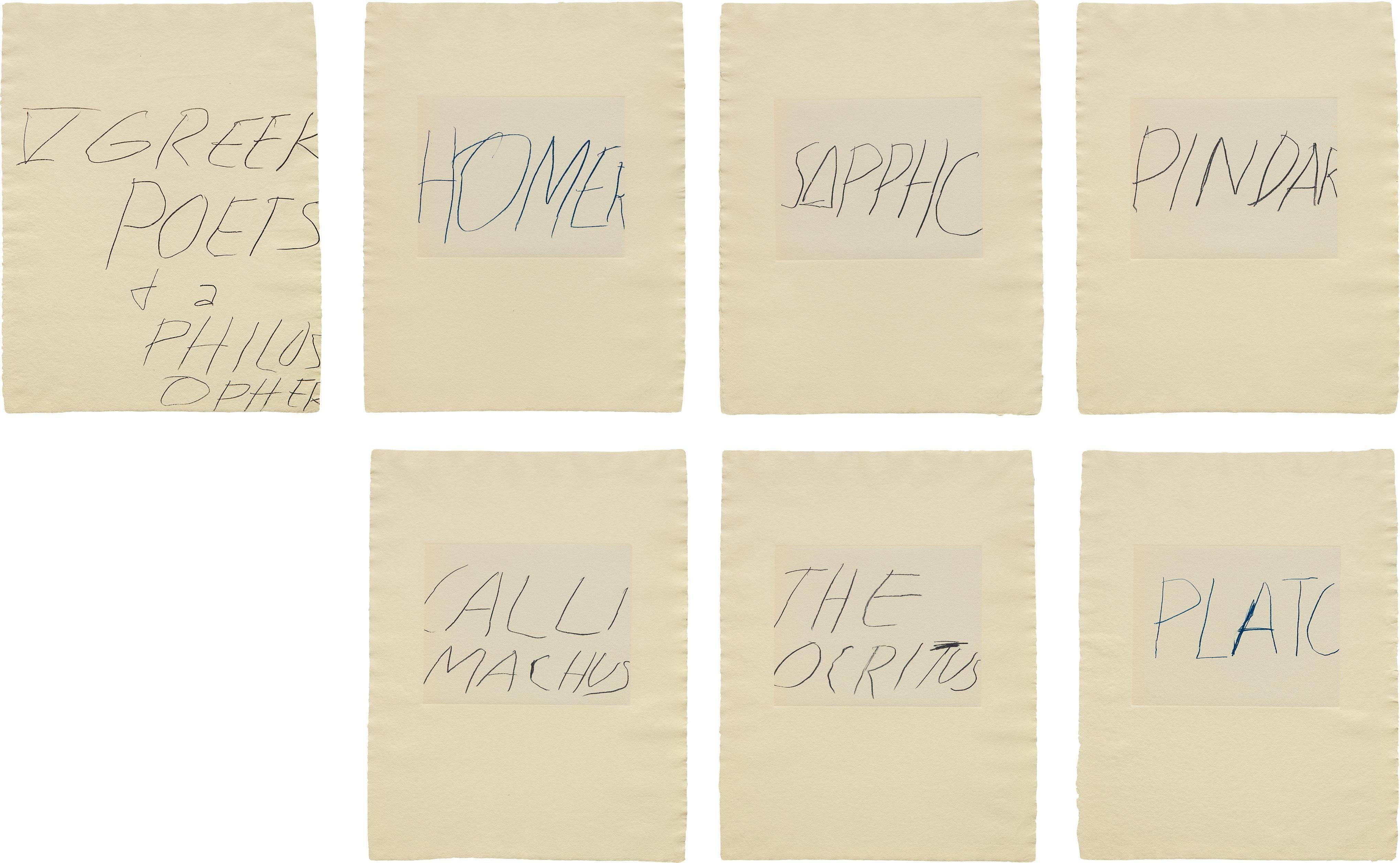Five Greek Poets and a Philosopher - Print by Cy Twombly