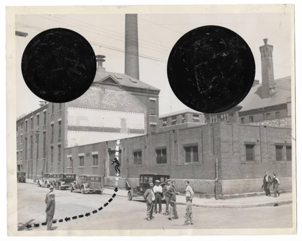 Unknown Black and White Photograph - Spring Street Wall of East Cambridge Jail, with Path of Escaped Murderer