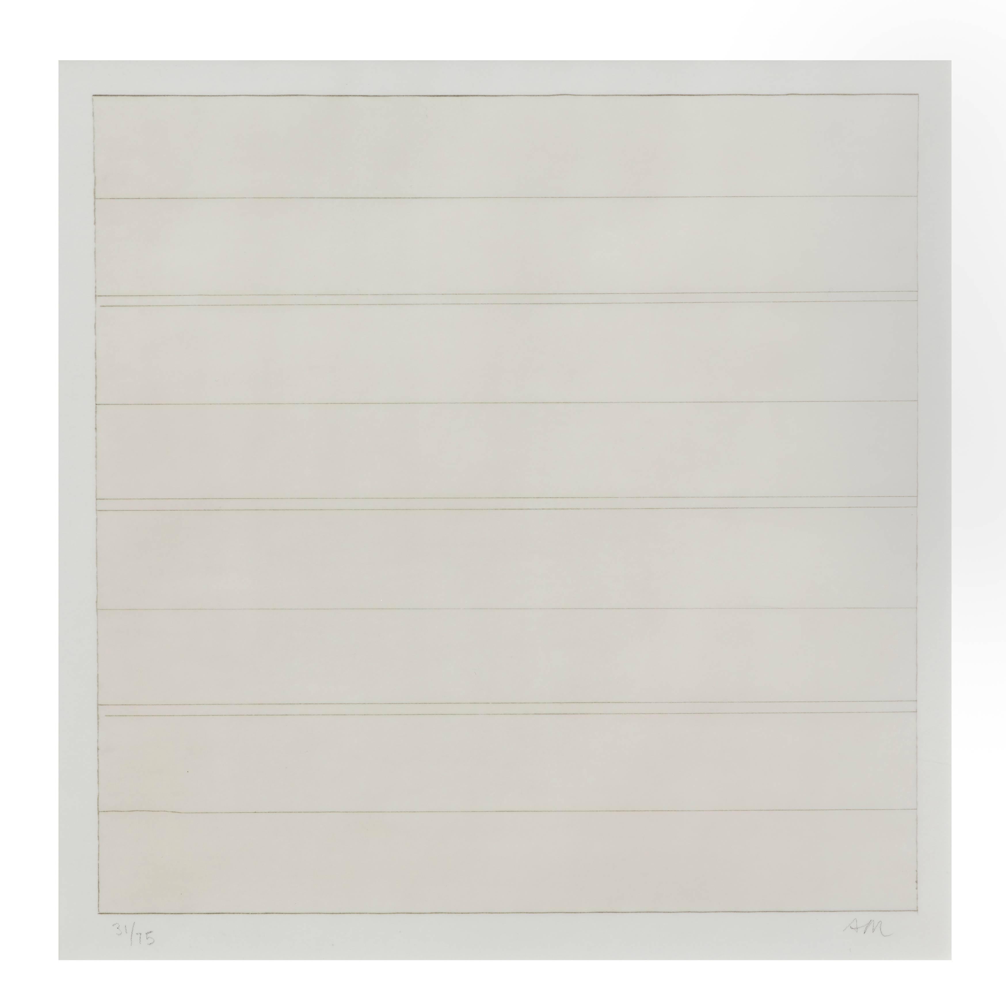 Agnes Martin
Untitled, 1998
Set of four lithographs on vellum
12 1/8 x 12 1/8 inches each
Ed. 75