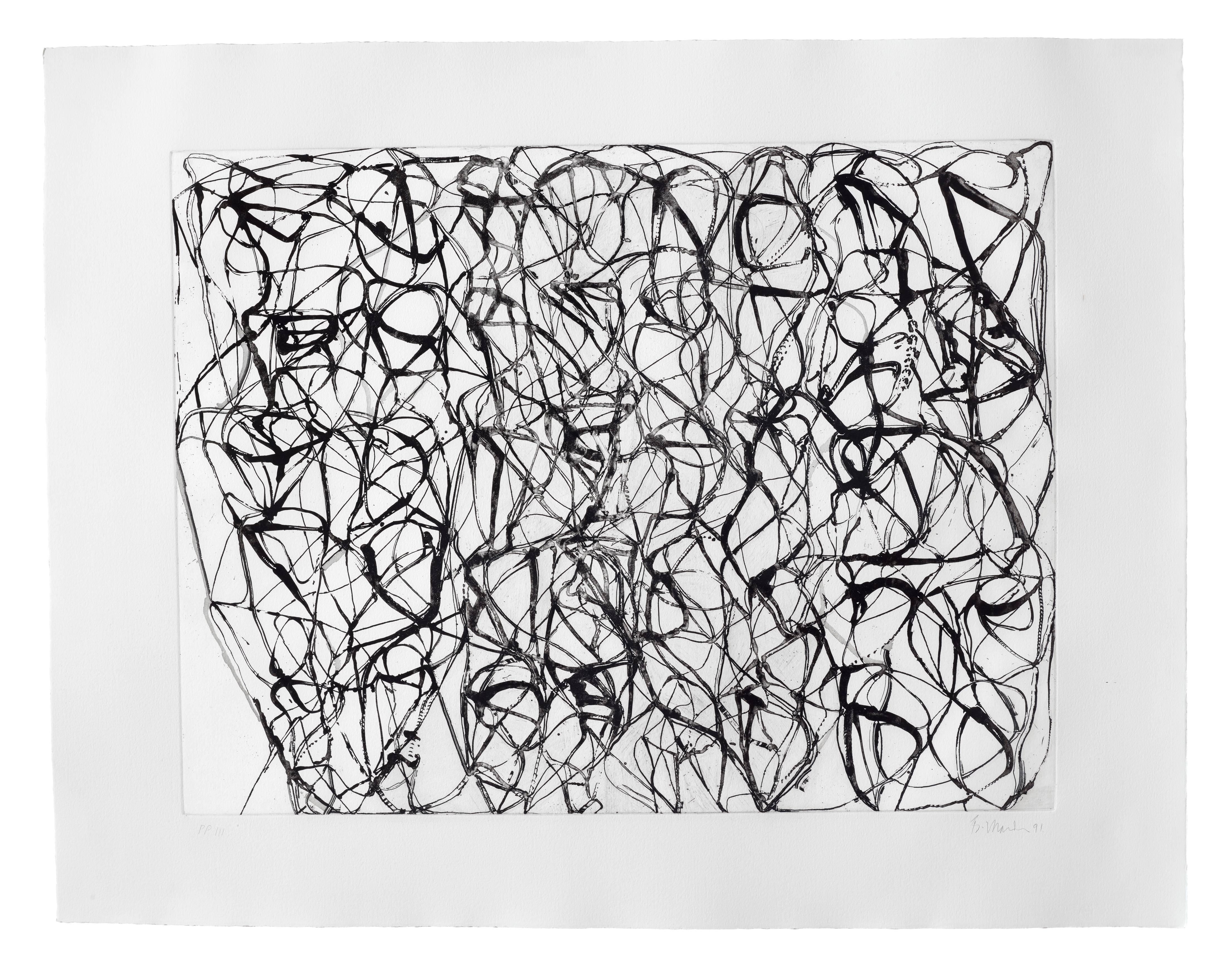 Brice Marden Abstract Print - Cold Mountain, Zen Study 4