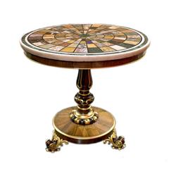 Rosewood and Marble Specimen Table by the Irish Firm William and Gibton