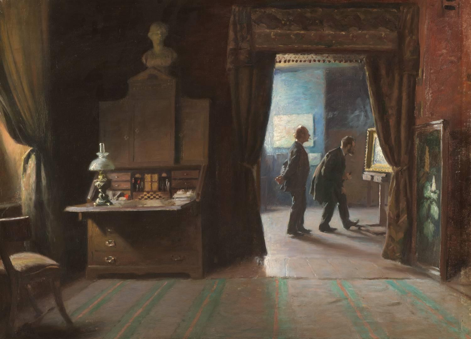 Michael Therkildsen Interior Painting - The Critic in the Artist's Studio 
