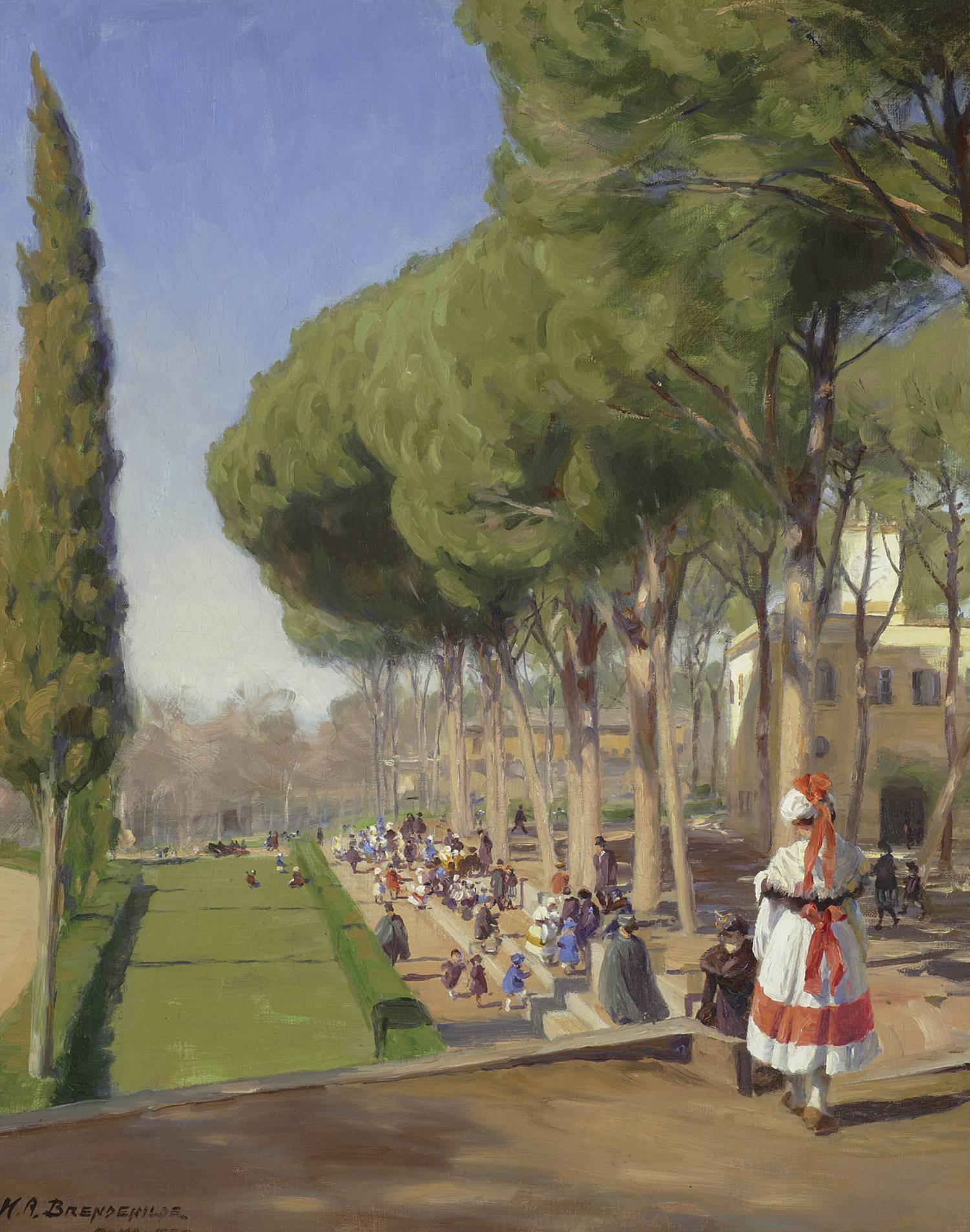 Hans Andersen Brendekilde Landscape Painting - Summer Day, Villa Borghese, Rome
