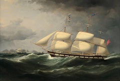 Antique The Frankfield 'Showing Her Number' in rough seas off Table Bay, Cape Town