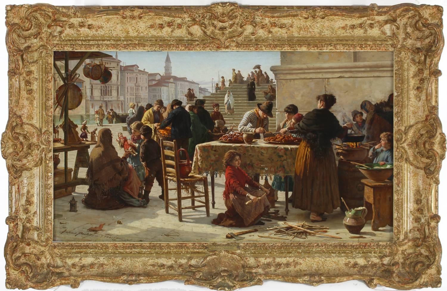Market Scene - Painting by Antonio Ermolao Paoletti